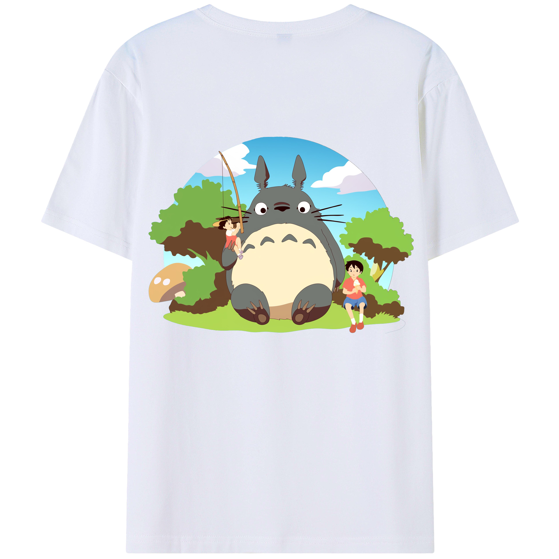 （画像用） となりのトトロ 草壁メイ 草壁サツキ My Neighbor Totoro Satsuki Kusakabe Mei Kusakabe 綿100％ メンズ半袖Tシャツ（バックプリント） 通気性