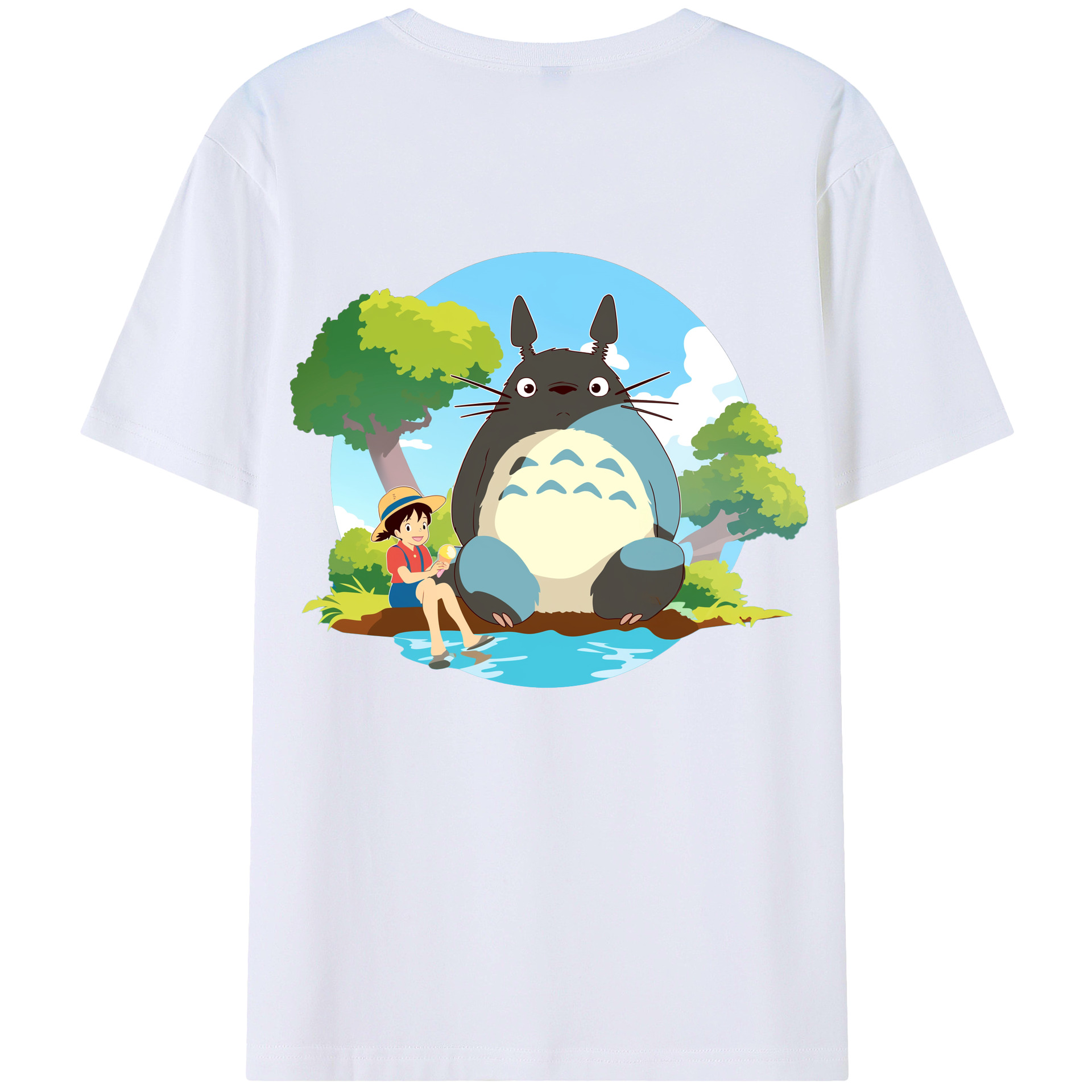 （画像用） となりのトトロ 草壁メイ 草壁サツキ My Neighbor Totoro Satsuki Kusakabe Mei Kusakabe 綿100％ メンズ半袖Tシャツ（バックプリント） 通気性
