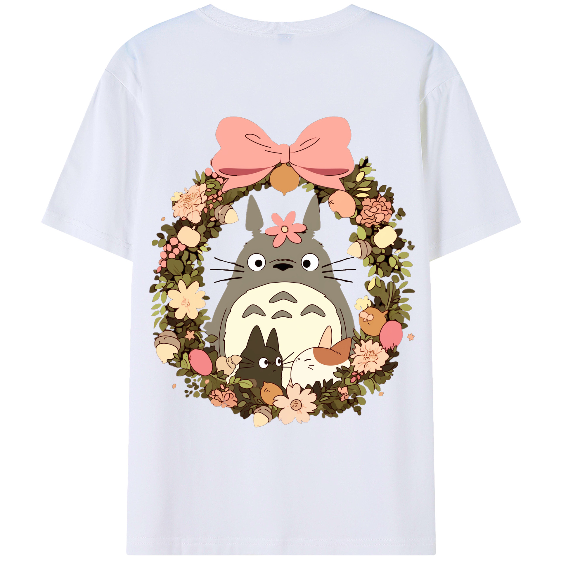 （画像用） となりのトトロ 草壁メイ 草壁サツキ My Neighbor Totoro Satsuki Kusakabe Mei Kusakabe 綿100％ メンズ半袖Tシャツ（バックプリント） 通気性