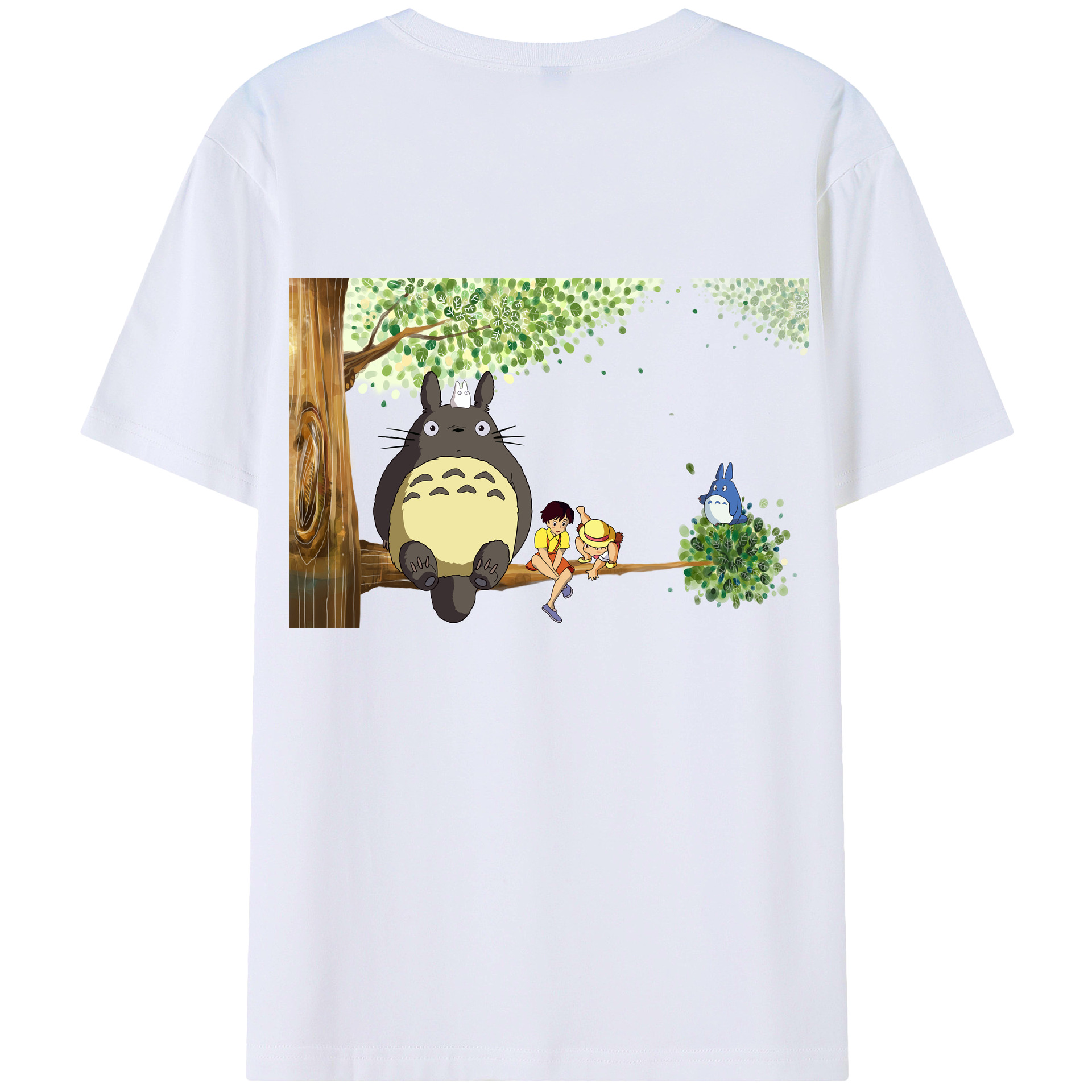 （画像用） となりのトトロ 草壁メイ 草壁サツキ My Neighbor Totoro Satsuki Kusakabe Mei Kusakabe 綿100％ メンズ半袖Tシャツ（バックプリント） 通気性