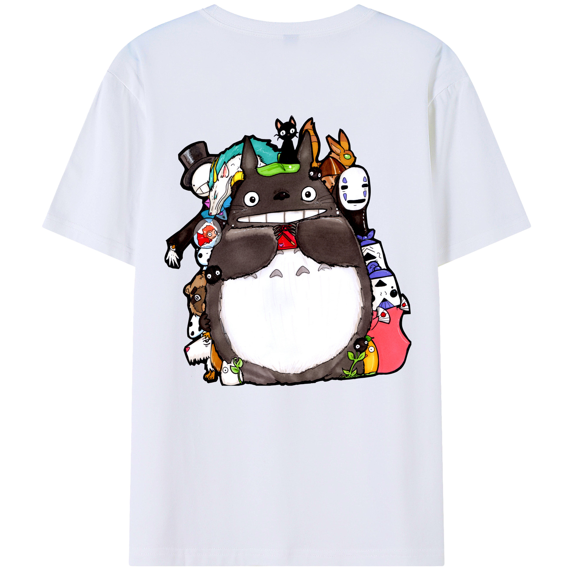 （画像用） となりのトトロ 草壁メイ 草壁サツキ My Neighbor Totoro Satsuki Kusakabe Mei Kusakabe 綿100％ メンズ半袖Tシャツ（バックプリント） 通気性
