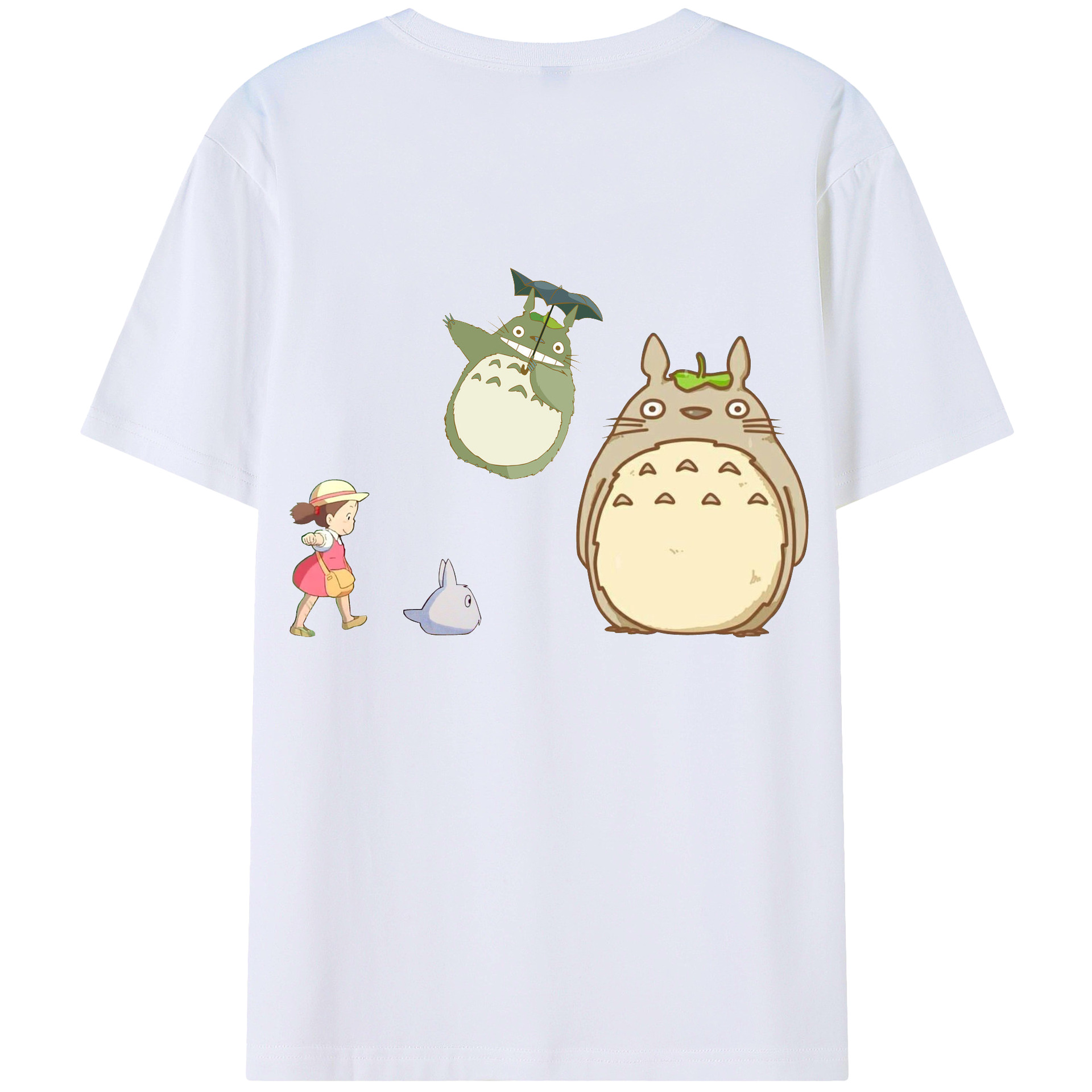 （画像用） となりのトトロ 草壁メイ 草壁サツキ My Neighbor Totoro Satsuki Kusakabe Mei Kusakabe 綿100％ メンズ半袖Tシャツ（バックプリント） 通気性