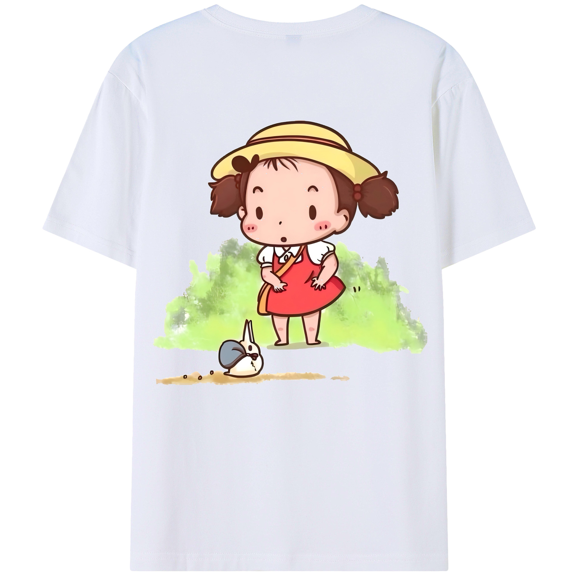 （画像用） となりのトトロ 草壁メイ 草壁サツキ My Neighbor Totoro Satsuki Kusakabe Mei Kusakabe 綿100％ メンズ半袖Tシャツ（バックプリント） 通気性