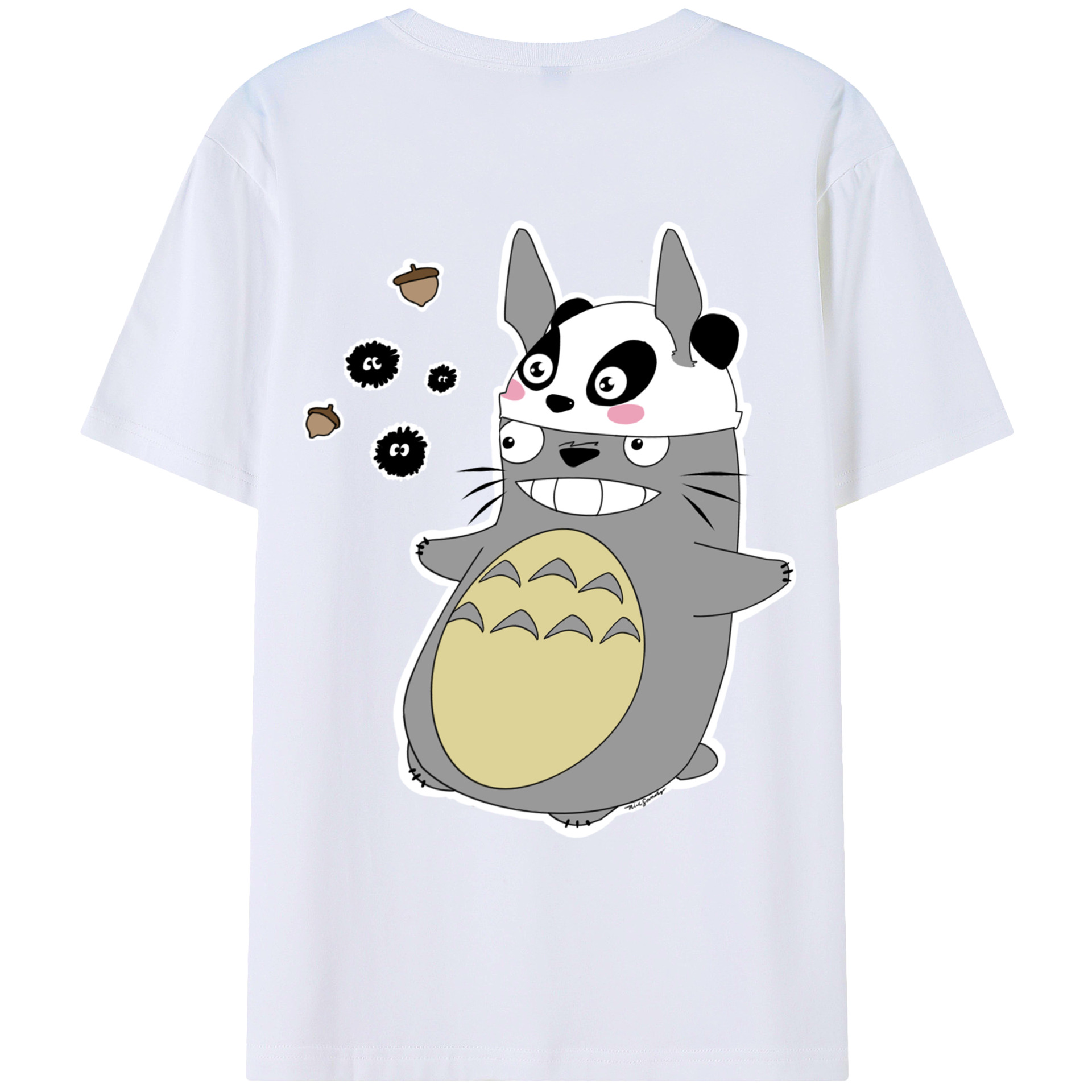 （画像用） となりのトトロ 草壁メイ 草壁サツキ My Neighbor Totoro Satsuki Kusakabe Mei Kusakabe 綿100％ メンズ半袖Tシャツ（バックプリント） 通気性