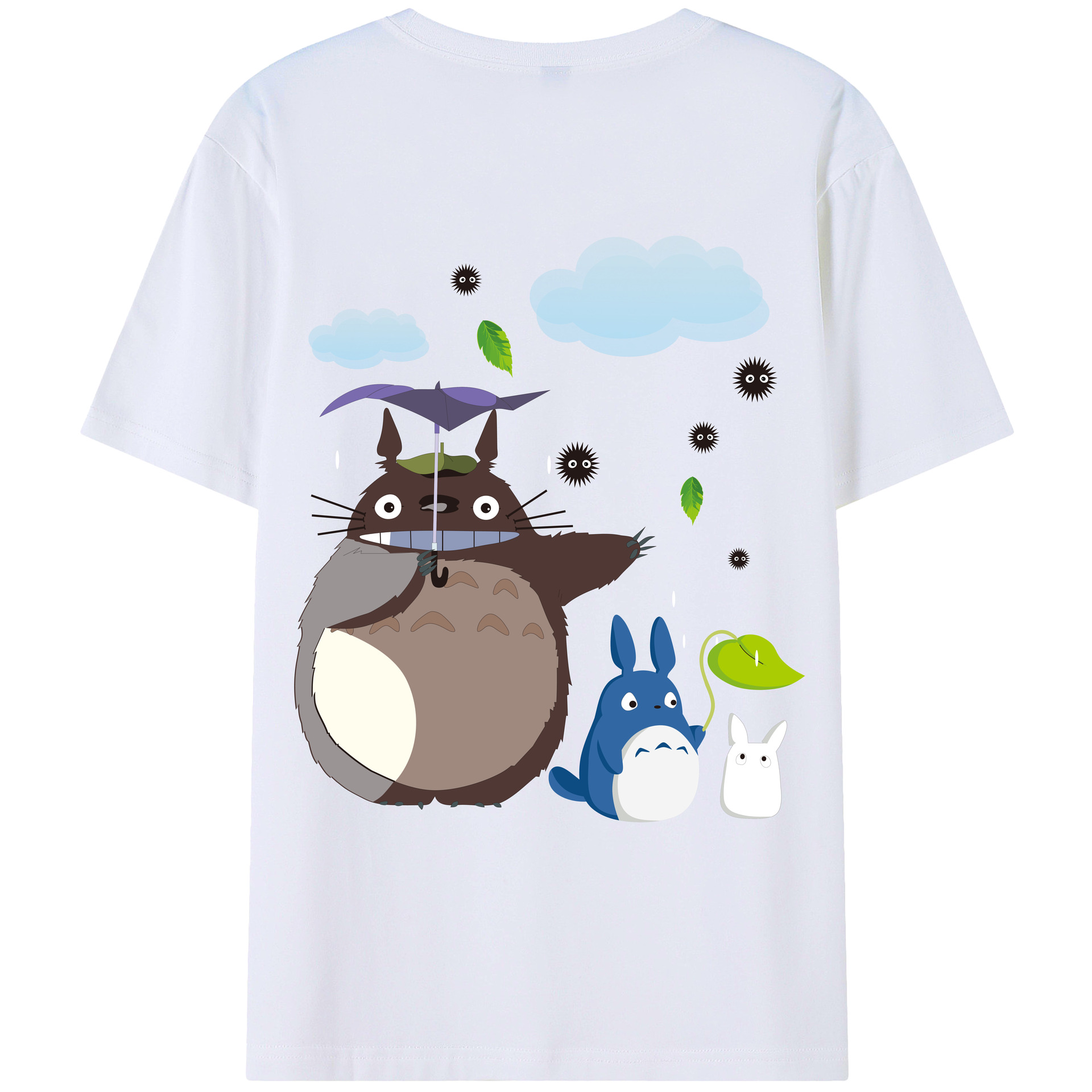 （画像用） となりのトトロ 草壁メイ 草壁サツキ My Neighbor Totoro Satsuki Kusakabe Mei Kusakabe 綿100％ メンズ半袖Tシャツ（バックプリント） 通気性