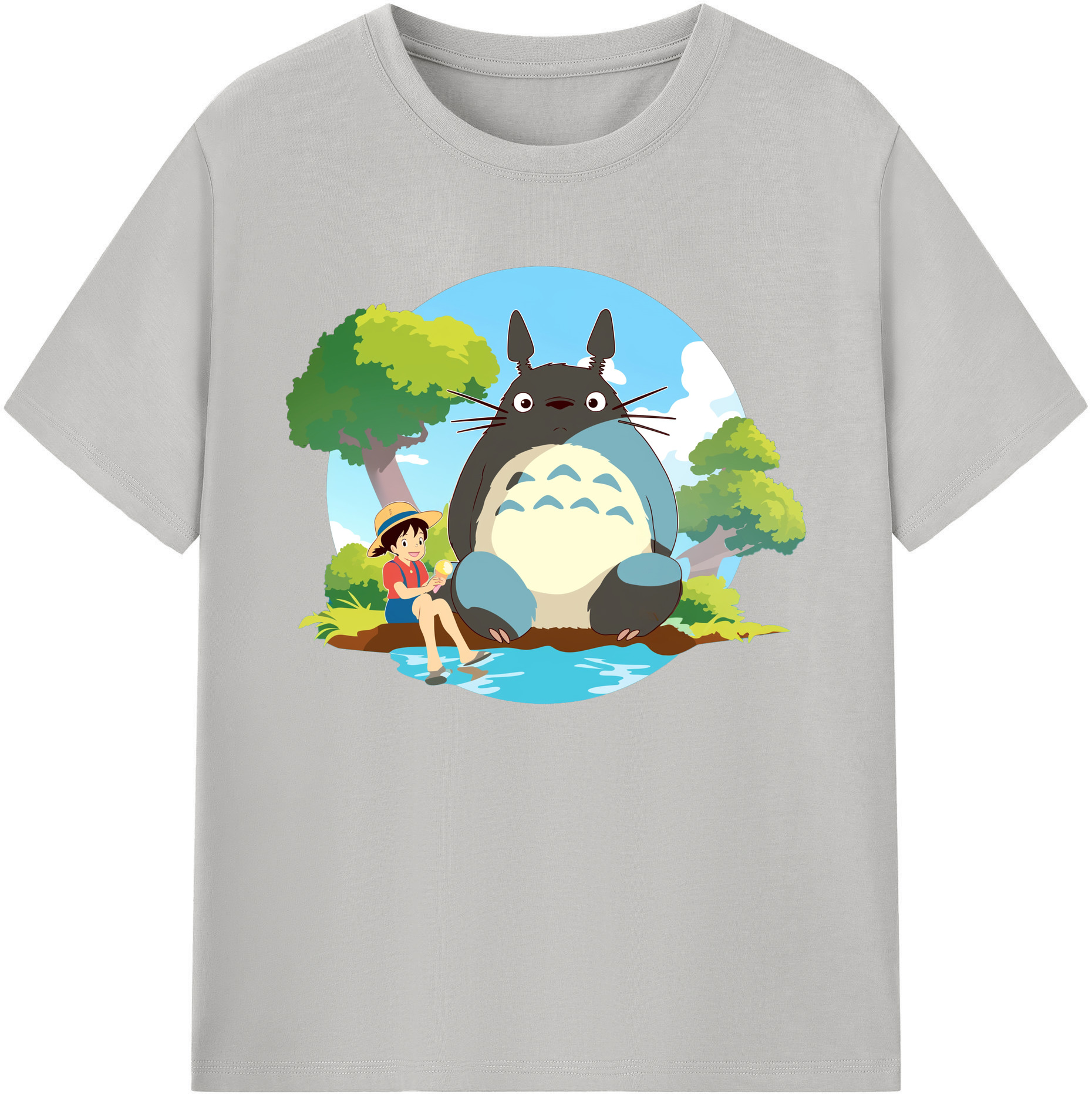 （画像用） となりのトトロ 草壁メイ 草壁サツキ My Neighbor Totoro Satsuki Kusakabe Mei Kusakabe 綿100％ メンズ半袖Tシャツ｜肌触りやわらか＆通気性