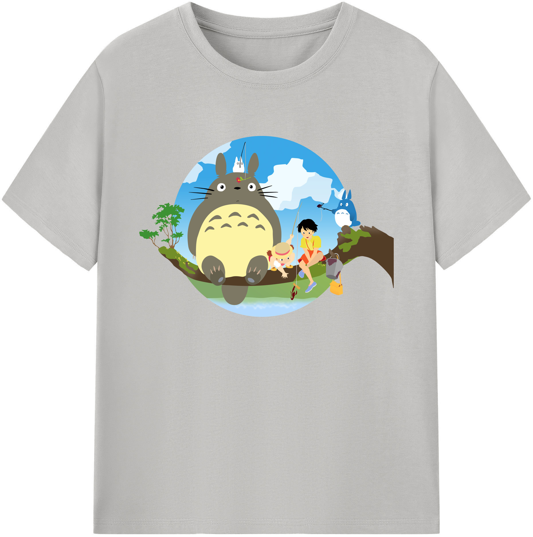 （画像用） となりのトトロ 草壁メイ 草壁サツキ My Neighbor Totoro Satsuki Kusakabe Mei Kusakabe 綿100％ メンズ半袖Tシャツ｜肌触りやわらか＆通気性