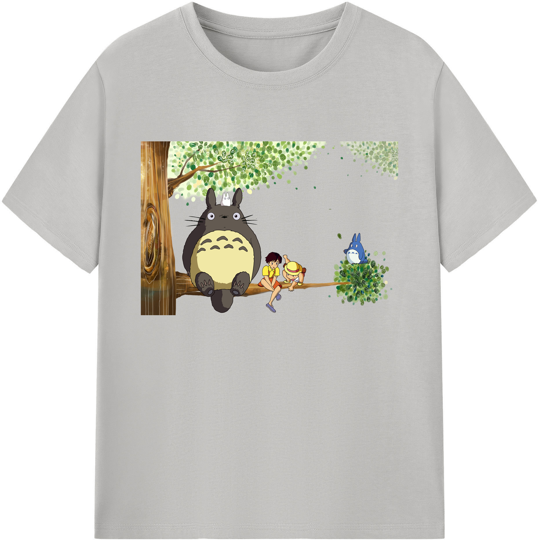 （画像用） となりのトトロ 草壁メイ 草壁サツキ My Neighbor Totoro Satsuki Kusakabe Mei Kusakabe 綿100％ メンズ半袖Tシャツ｜肌触りやわらか＆通気性