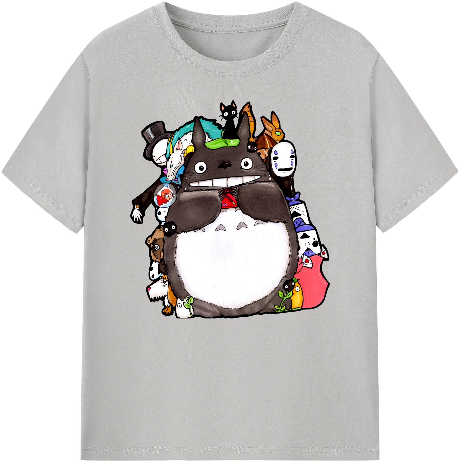 （画像用） となりのトトロ 草壁メイ 草壁サツキ My Neighbor Totoro Satsuki Kusakabe Mei Kusakabe 綿100％ メンズ半袖Tシャツ｜肌触りやわらか＆通気性