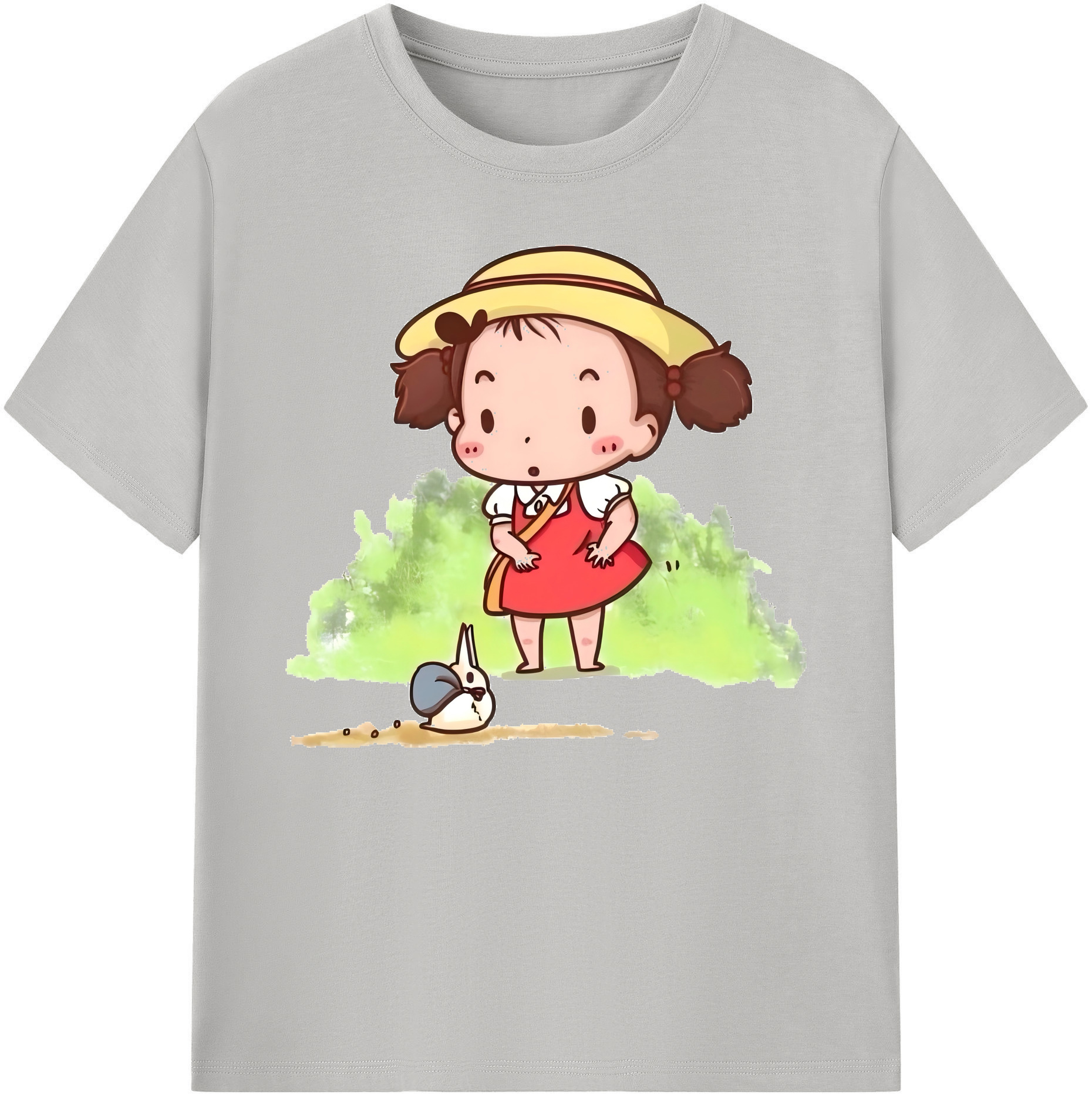 （画像用） となりのトトロ 草壁メイ 草壁サツキ My Neighbor Totoro Satsuki Kusakabe Mei Kusakabe 綿100％ メンズ半袖Tシャツ｜肌触りやわらか＆通気性