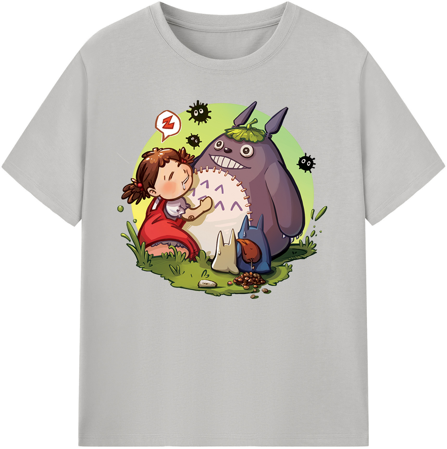 （画像用） となりのトトロ 草壁メイ 草壁サツキ My Neighbor Totoro Satsuki Kusakabe Mei Kusakabe 綿100％ メンズ半袖Tシャツ｜肌触りやわらか＆通気性