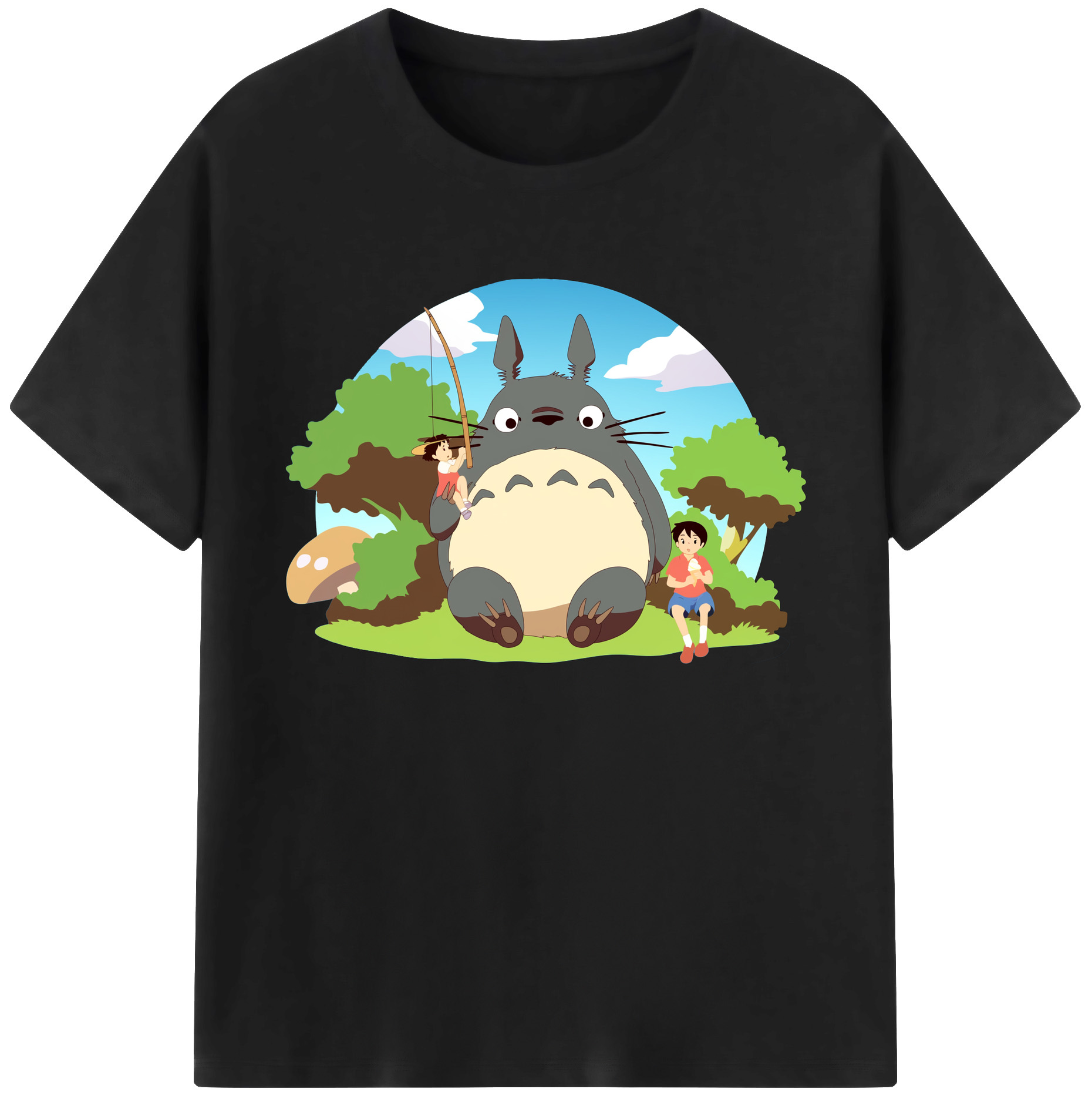 （画像用） となりのトトロ 草壁メイ 草壁サツキ My Neighbor Totoro Satsuki Kusakabe Mei Kusakabe 綿100％ メンズ半袖Tシャツ｜肌触りやわらか＆通気性
