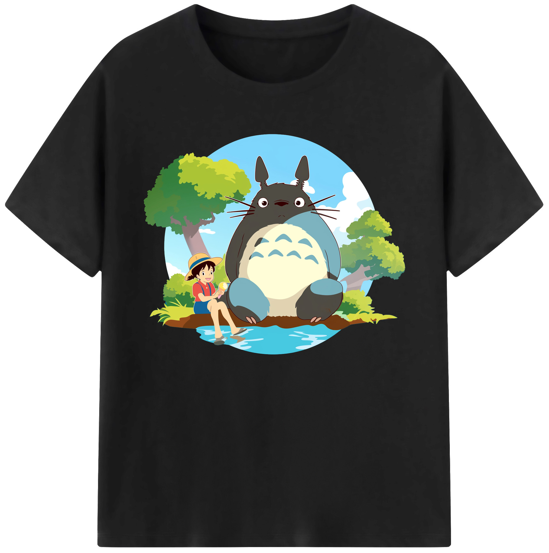（画像用） となりのトトロ 草壁メイ 草壁サツキ My Neighbor Totoro Satsuki Kusakabe Mei Kusakabe 綿100％ メンズ半袖Tシャツ｜肌触りやわらか＆通気性