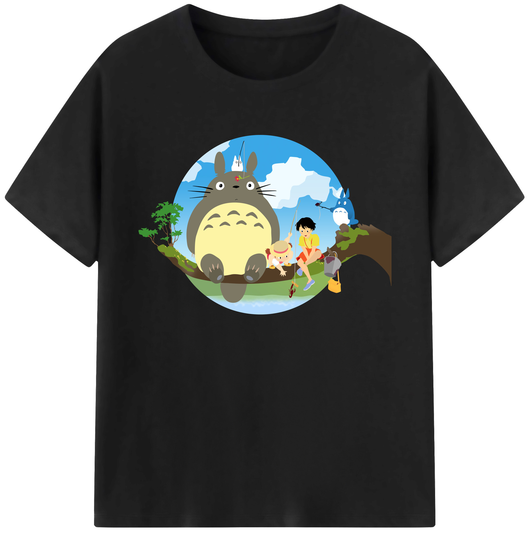 （画像用） となりのトトロ 草壁メイ 草壁サツキ My Neighbor Totoro Satsuki Kusakabe Mei Kusakabe 綿100％ メンズ半袖Tシャツ｜肌触りやわらか＆通気性