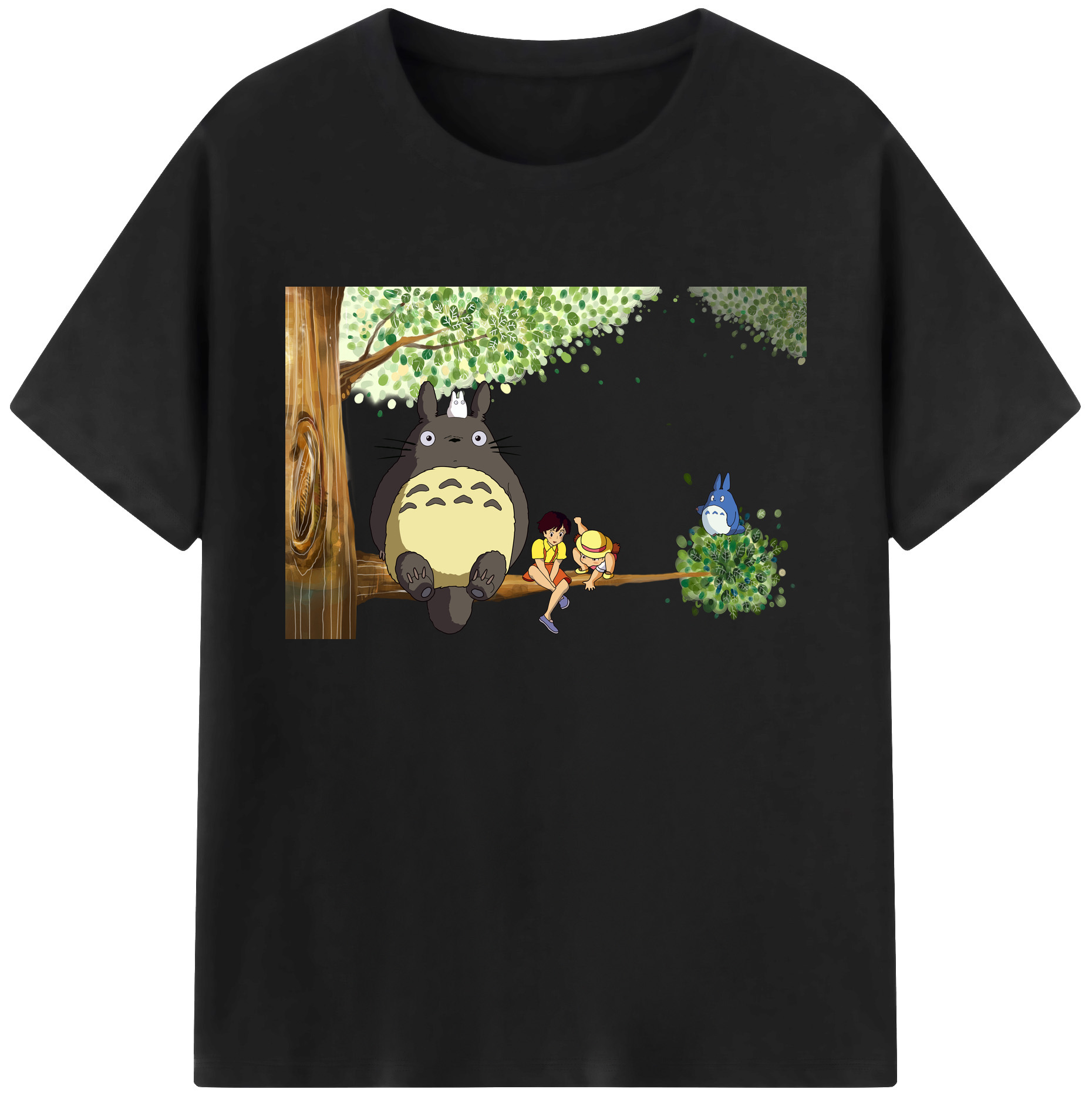 （画像用） となりのトトロ 草壁メイ 草壁サツキ My Neighbor Totoro Satsuki Kusakabe Mei Kusakabe 綿100％ メンズ半袖Tシャツ｜肌触りやわらか＆通気性