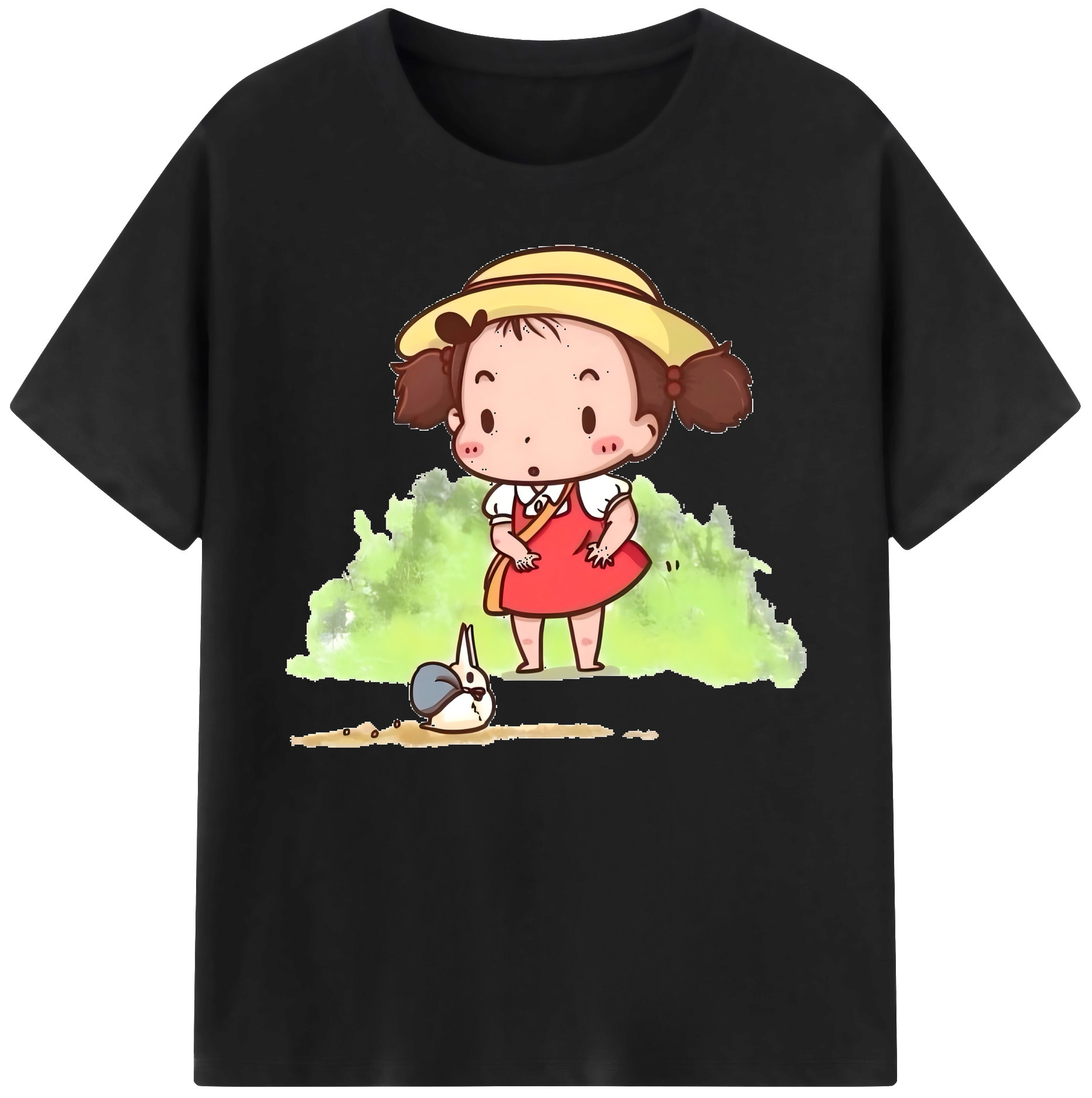 （画像用） となりのトトロ 草壁メイ 草壁サツキ My Neighbor Totoro Satsuki Kusakabe Mei Kusakabe 綿100％ メンズ半袖Tシャツ｜肌触りやわらか＆通気性