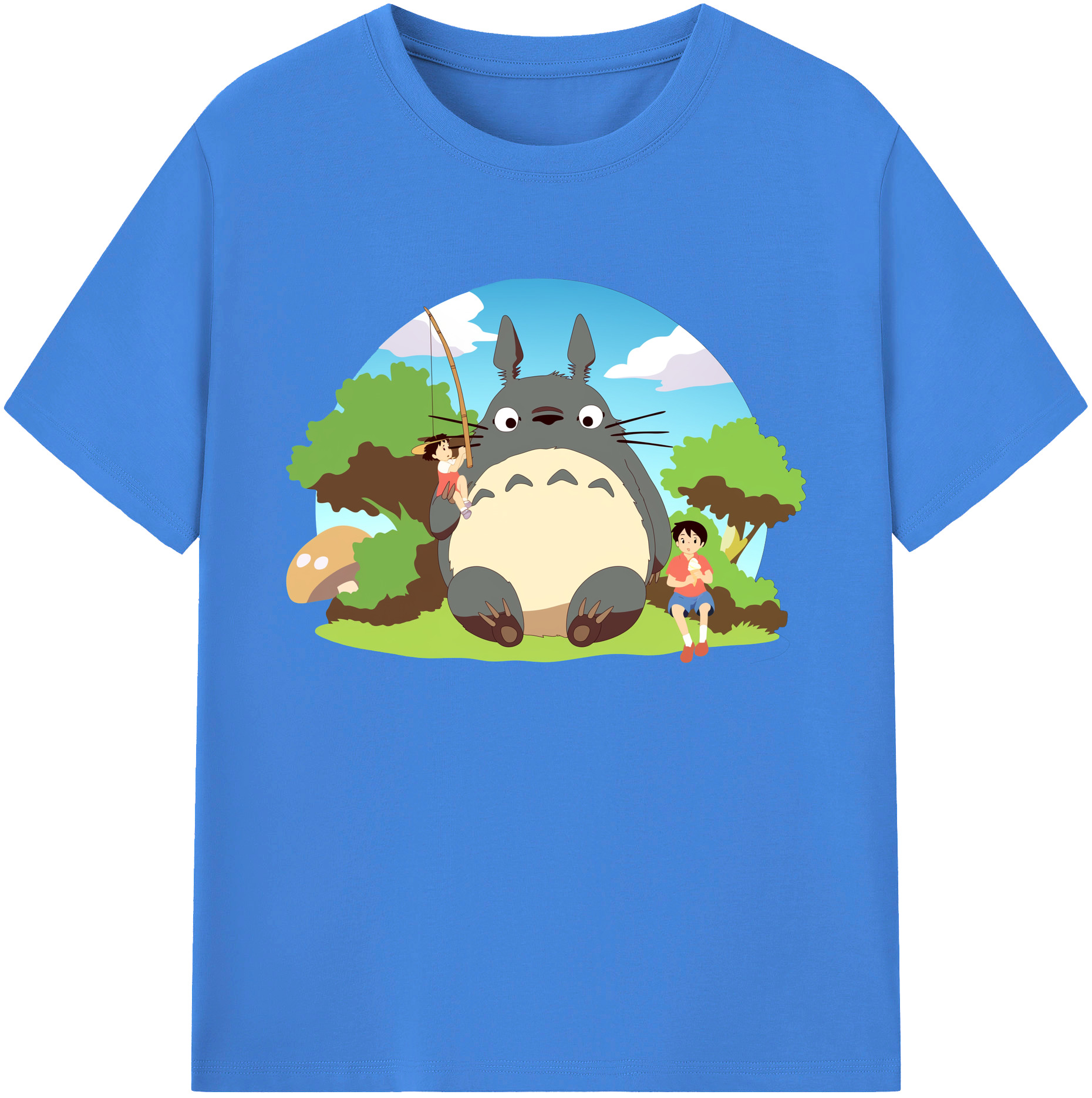 （画像用） となりのトトロ 草壁メイ 草壁サツキ My Neighbor Totoro Satsuki Kusakabe Mei Kusakabe 綿100％ メンズ半袖Tシャツ｜肌触りやわらか＆通気性