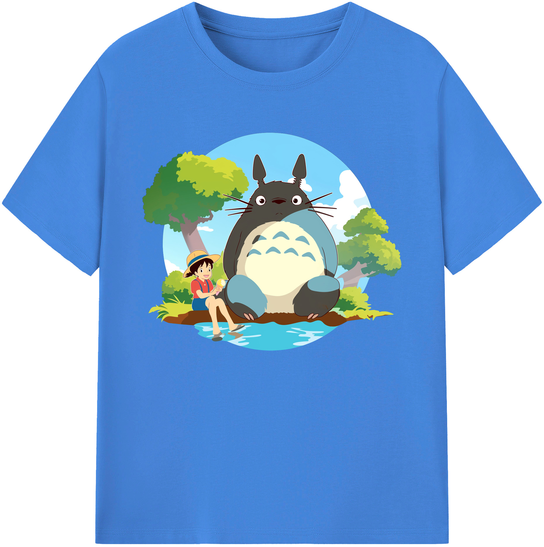 （画像用） となりのトトロ 草壁メイ 草壁サツキ My Neighbor Totoro Satsuki Kusakabe Mei Kusakabe 綿100％ メンズ半袖Tシャツ｜肌触りやわらか＆通気性
