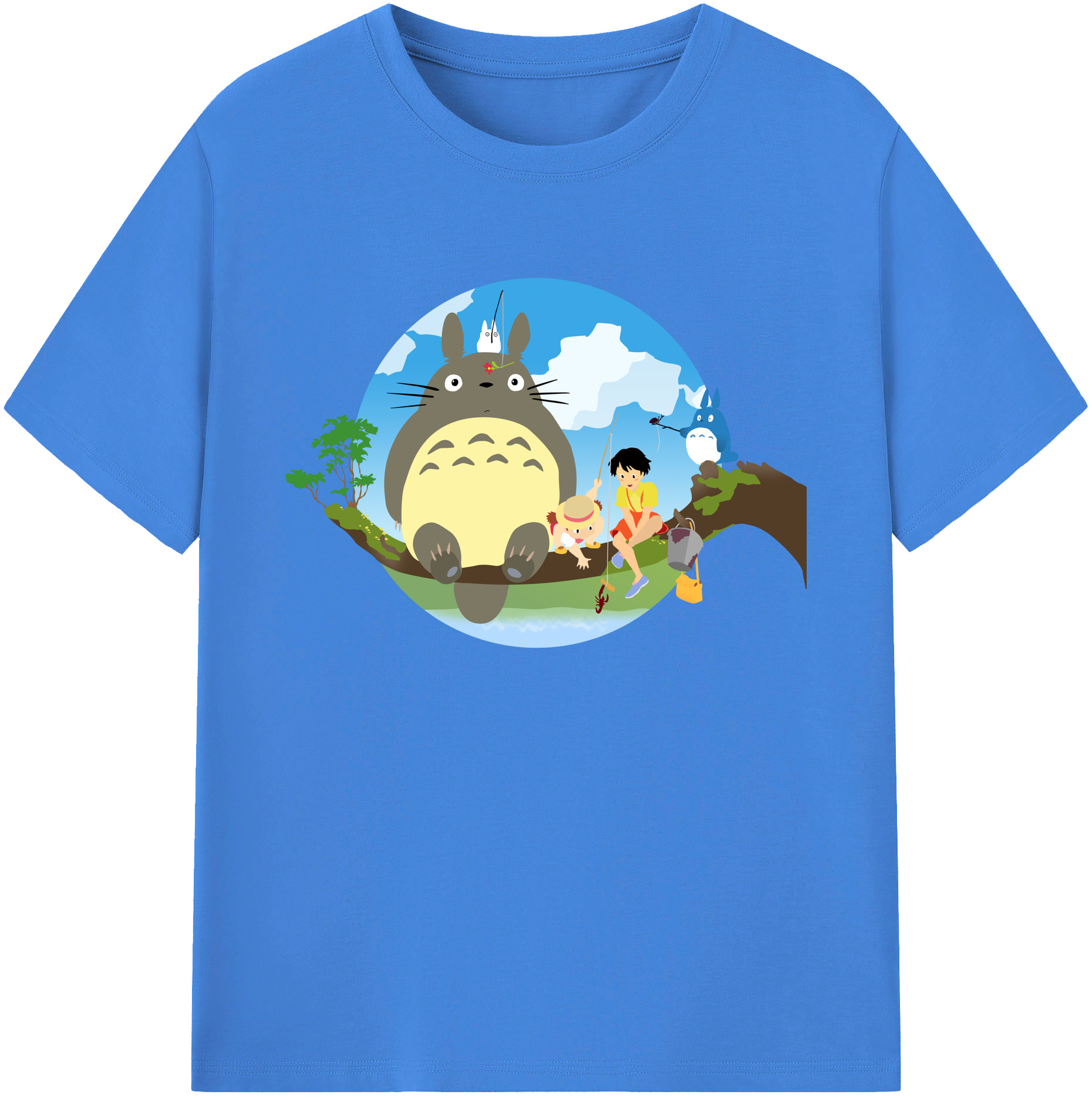 （画像用） となりのトトロ 草壁メイ 草壁サツキ My Neighbor Totoro Satsuki Kusakabe Mei Kusakabe 綿100％ メンズ半袖Tシャツ｜肌触りやわらか＆通気性