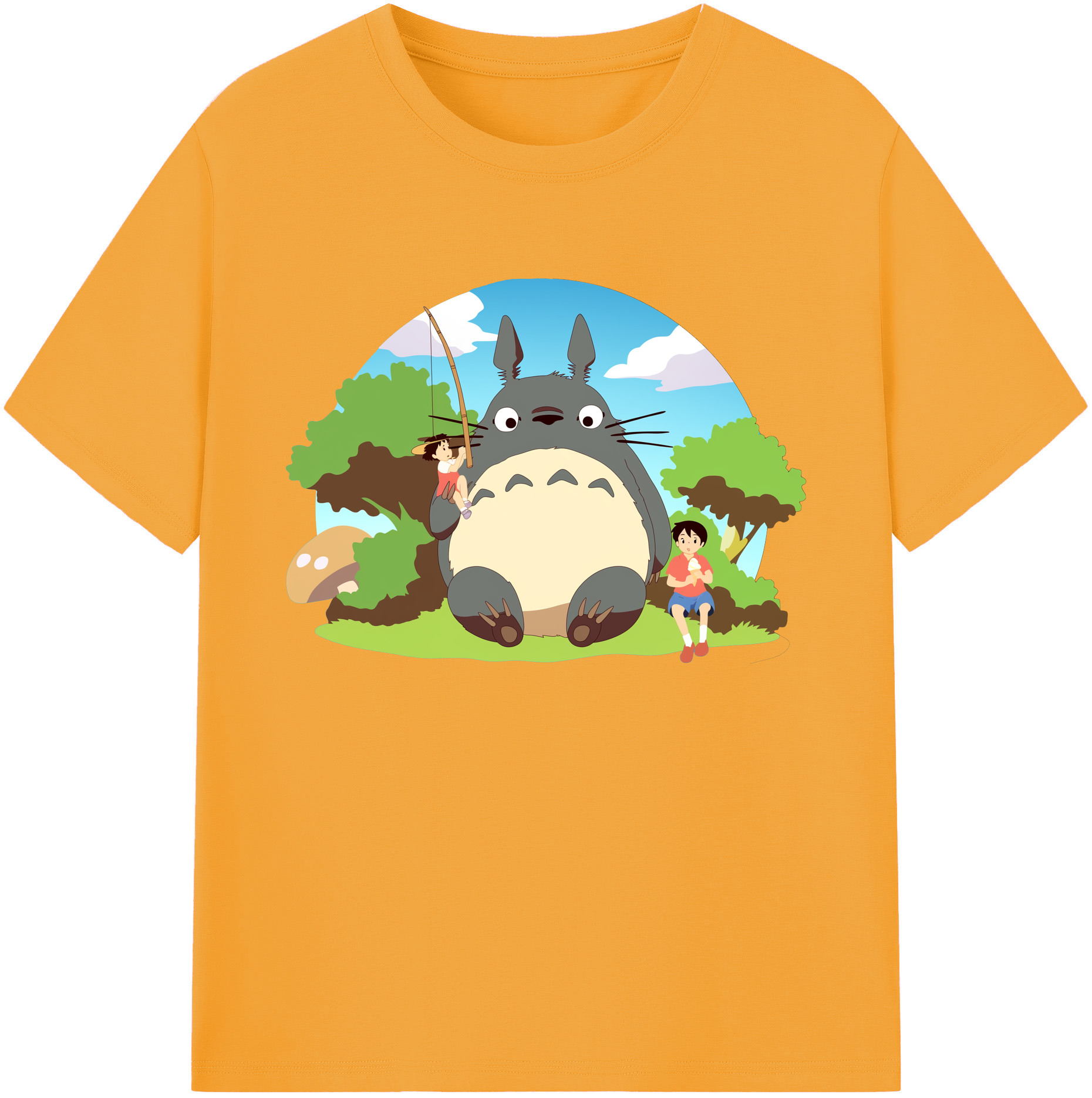 （画像用） となりのトトロ 草壁メイ 草壁サツキ My Neighbor Totoro Satsuki Kusakabe Mei Kusakabe 綿100％ メンズ半袖Tシャツ｜肌触りやわらか＆通気性