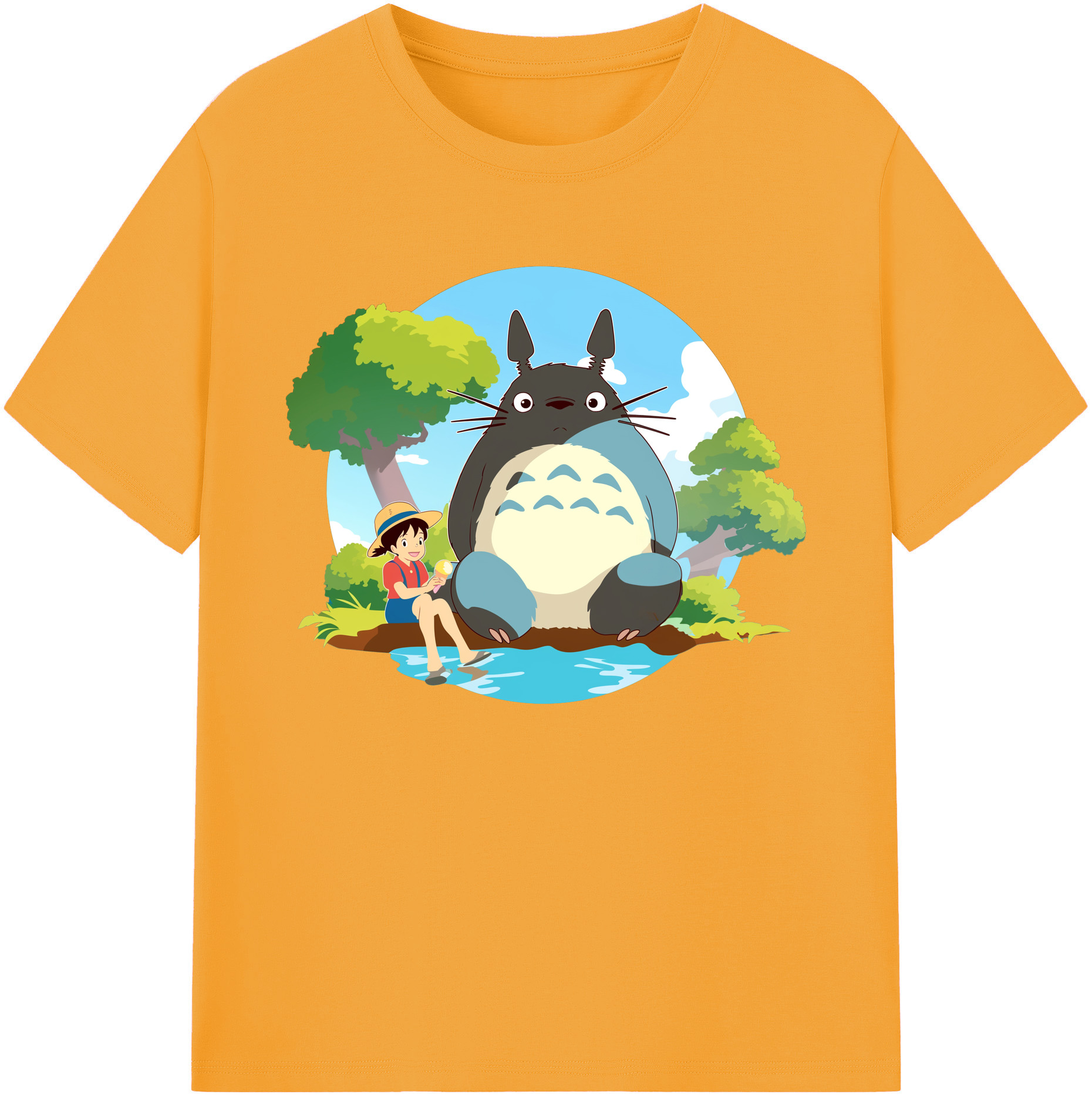 （画像用） となりのトトロ 草壁メイ 草壁サツキ My Neighbor Totoro Satsuki Kusakabe Mei Kusakabe 綿100％ メンズ半袖Tシャツ｜肌触りやわらか＆通気性
