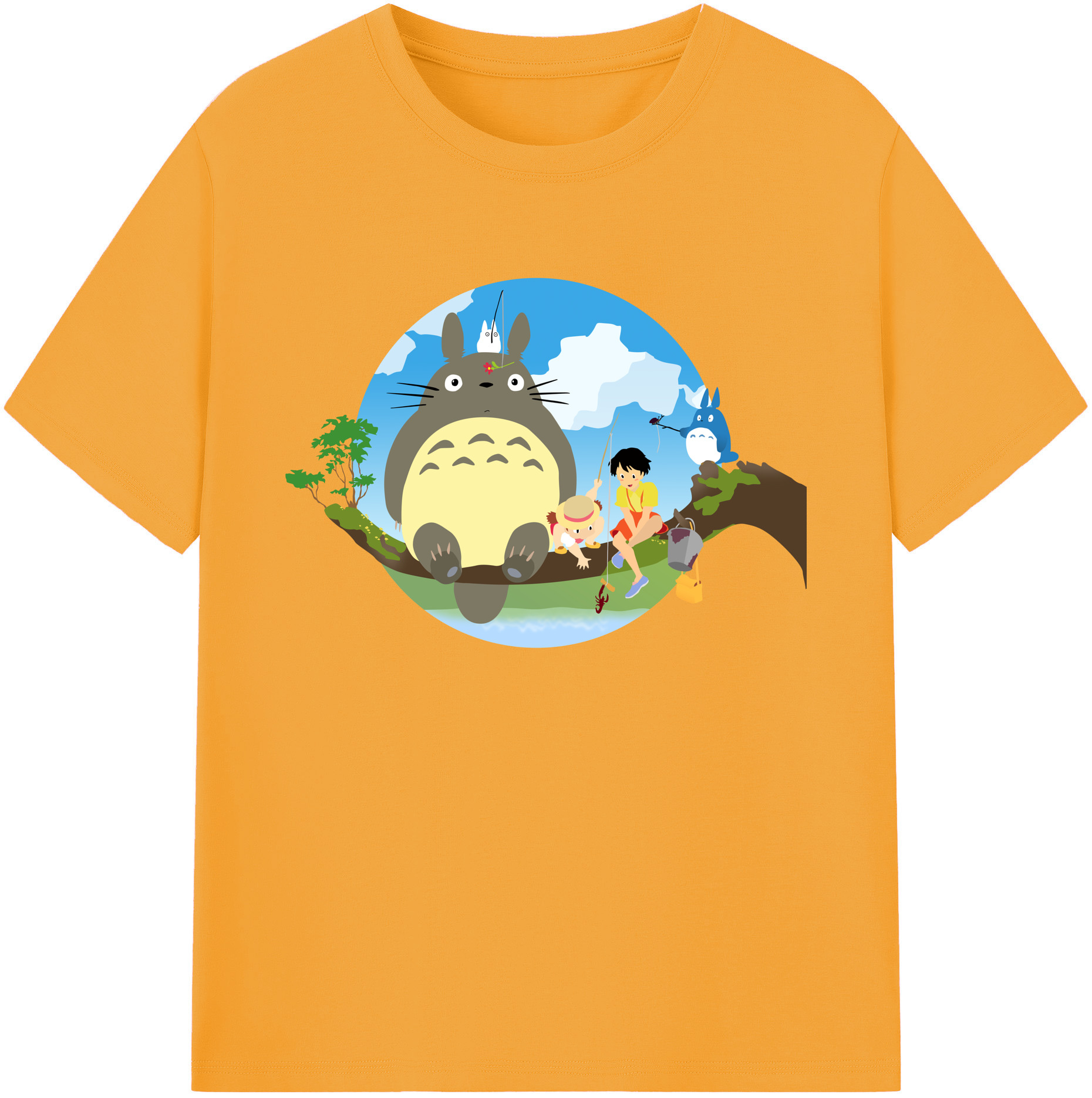 （画像用） となりのトトロ 草壁メイ 草壁サツキ My Neighbor Totoro Satsuki Kusakabe Mei Kusakabe 綿100％ メンズ半袖Tシャツ｜肌触りやわらか＆通気性