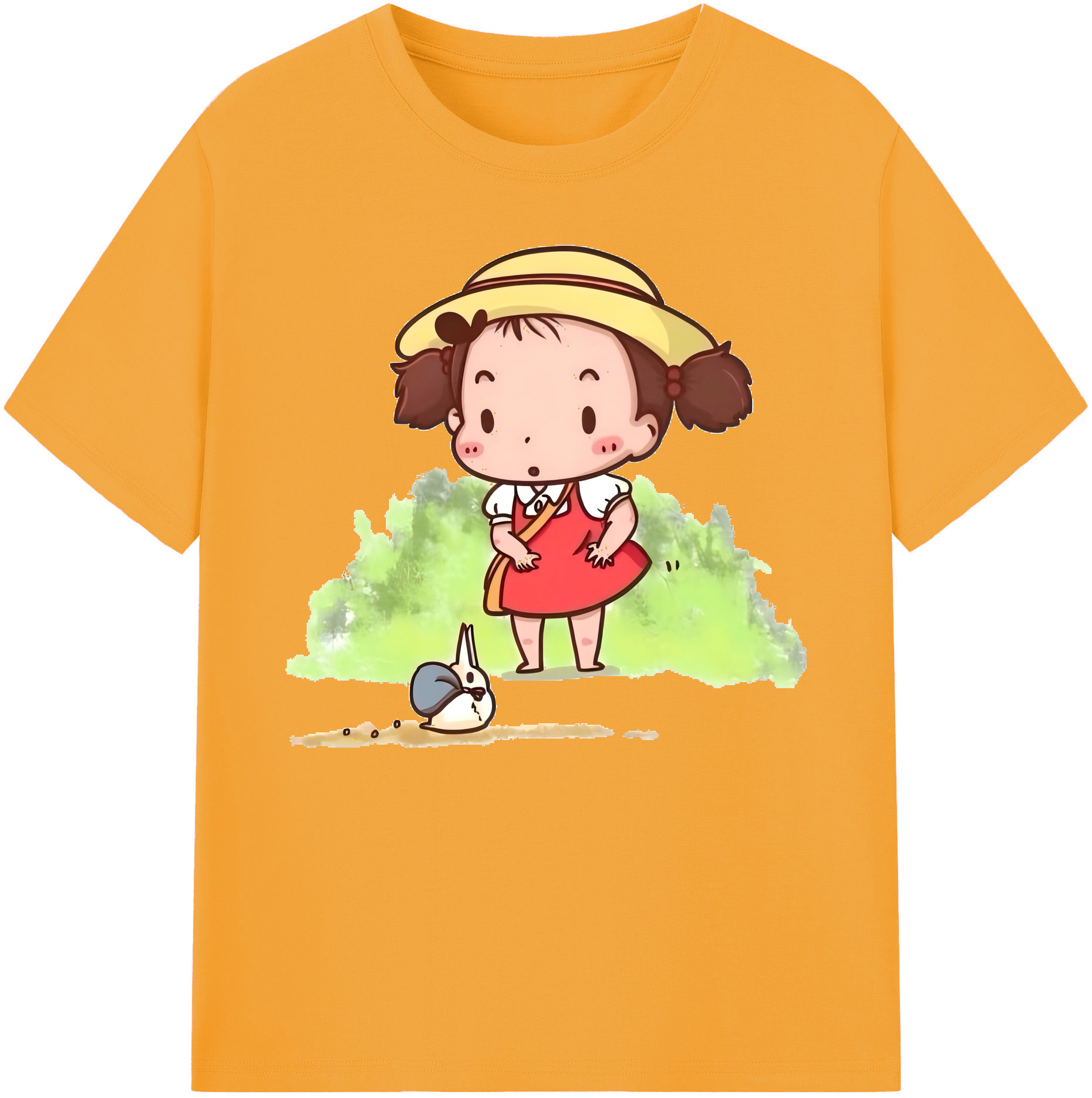 （画像用） となりのトトロ 草壁メイ 草壁サツキ My Neighbor Totoro Satsuki Kusakabe Mei Kusakabe 綿100％ メンズ半袖Tシャツ｜肌触りやわらか＆通気性