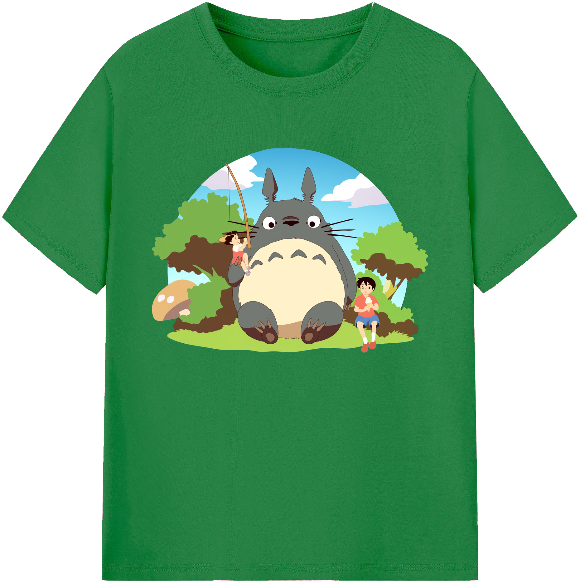 （画像用） となりのトトロ 草壁メイ 草壁サツキ My Neighbor Totoro Satsuki Kusakabe Mei Kusakabe 綿100％ メンズ半袖Tシャツ｜肌触りやわらか＆通気性