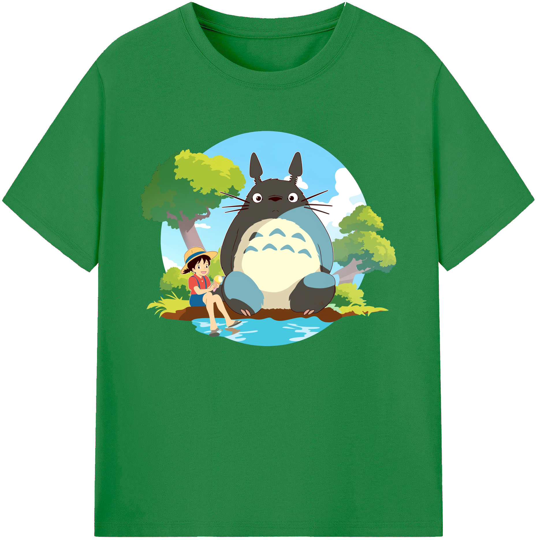 （画像用） となりのトトロ 草壁メイ 草壁サツキ My Neighbor Totoro Satsuki Kusakabe Mei Kusakabe 綿100％ メンズ半袖Tシャツ｜肌触りやわらか＆通気性