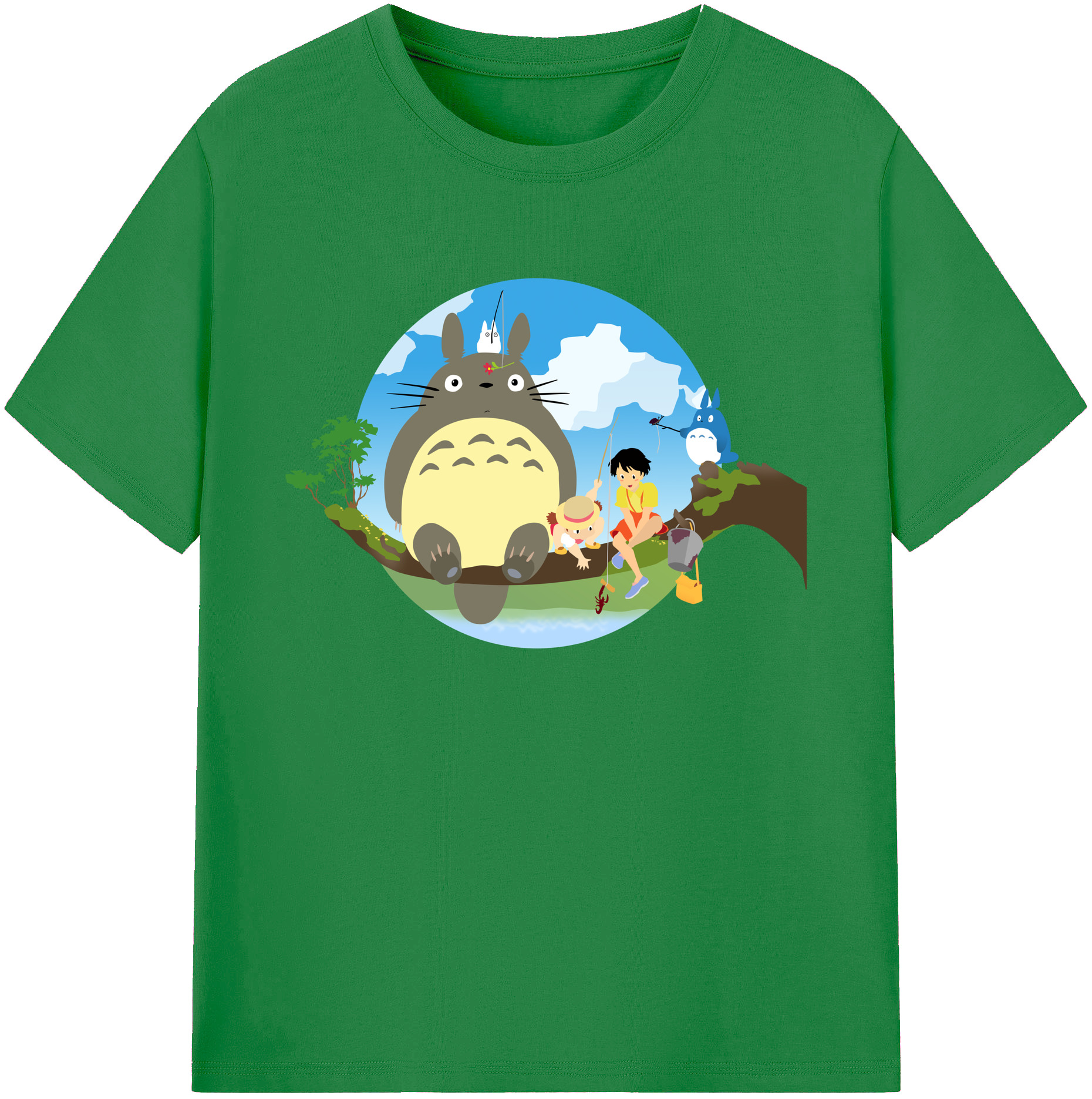 （画像用） となりのトトロ 草壁メイ 草壁サツキ My Neighbor Totoro Satsuki Kusakabe Mei Kusakabe 綿100％ メンズ半袖Tシャツ｜肌触りやわらか＆通気性