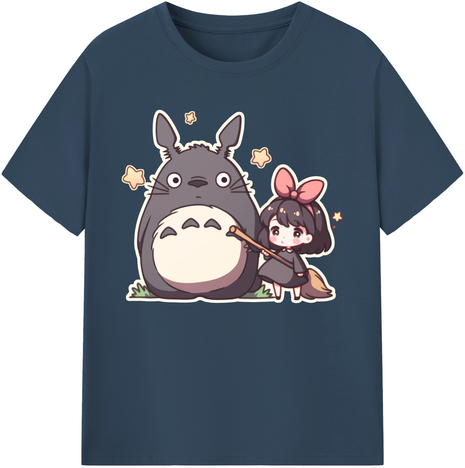 （画像用） となりのトトロ 草壁メイ 草壁サツキ My Neighbor Totoro Satsuki Kusakabe Mei Kusakabe 綿100％ メンズ半袖Tシャツ｜肌触りやわらか＆通気性