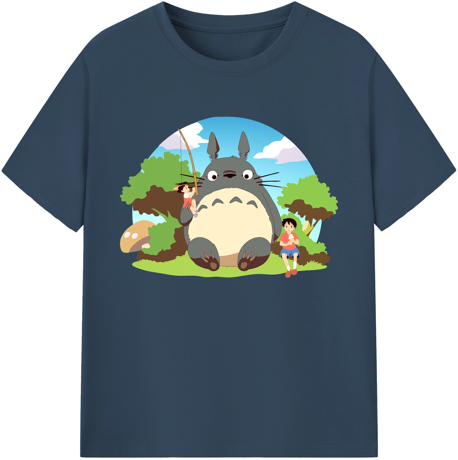 （画像用） となりのトトロ 草壁メイ 草壁サツキ My Neighbor Totoro Satsuki Kusakabe Mei Kusakabe 綿100％ メンズ半袖Tシャツ｜肌触りやわらか＆通気性