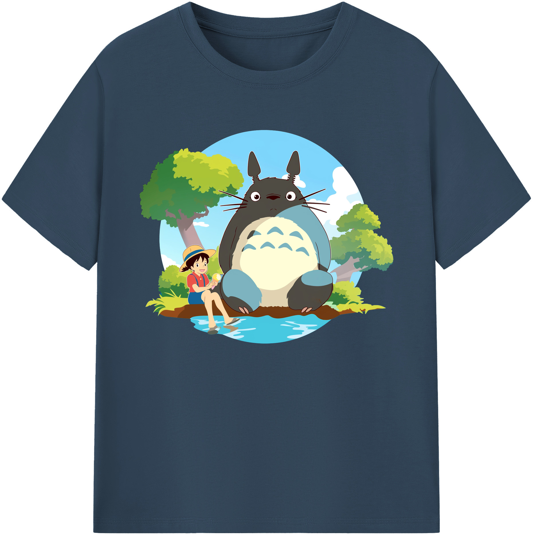 （画像用） となりのトトロ 草壁メイ 草壁サツキ My Neighbor Totoro Satsuki Kusakabe Mei Kusakabe 綿100％ メンズ半袖Tシャツ｜肌触りやわらか＆通気性