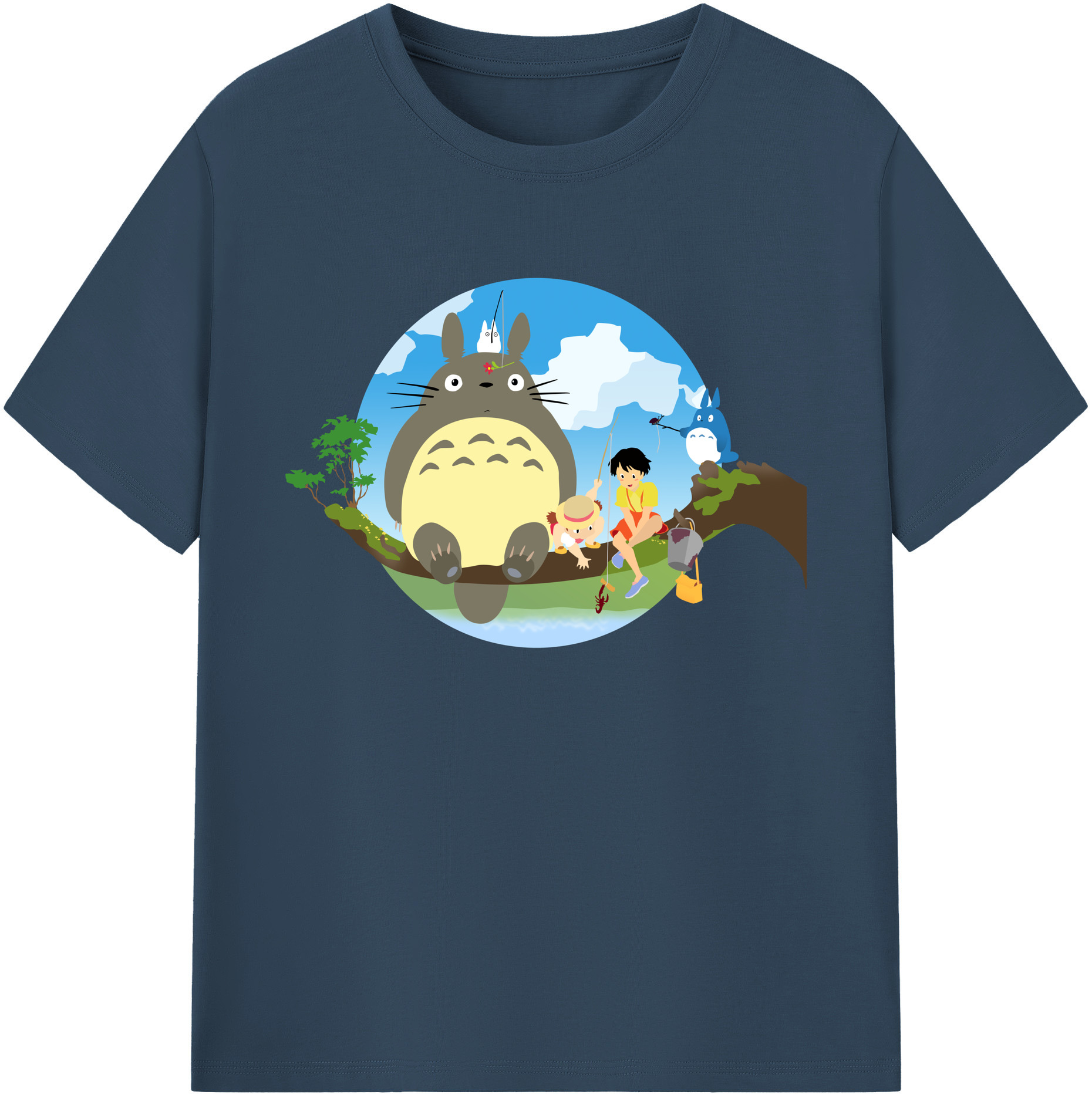 （画像用） となりのトトロ 草壁メイ 草壁サツキ My Neighbor Totoro Satsuki Kusakabe Mei Kusakabe 綿100％ メンズ半袖Tシャツ｜肌触りやわらか＆通気性