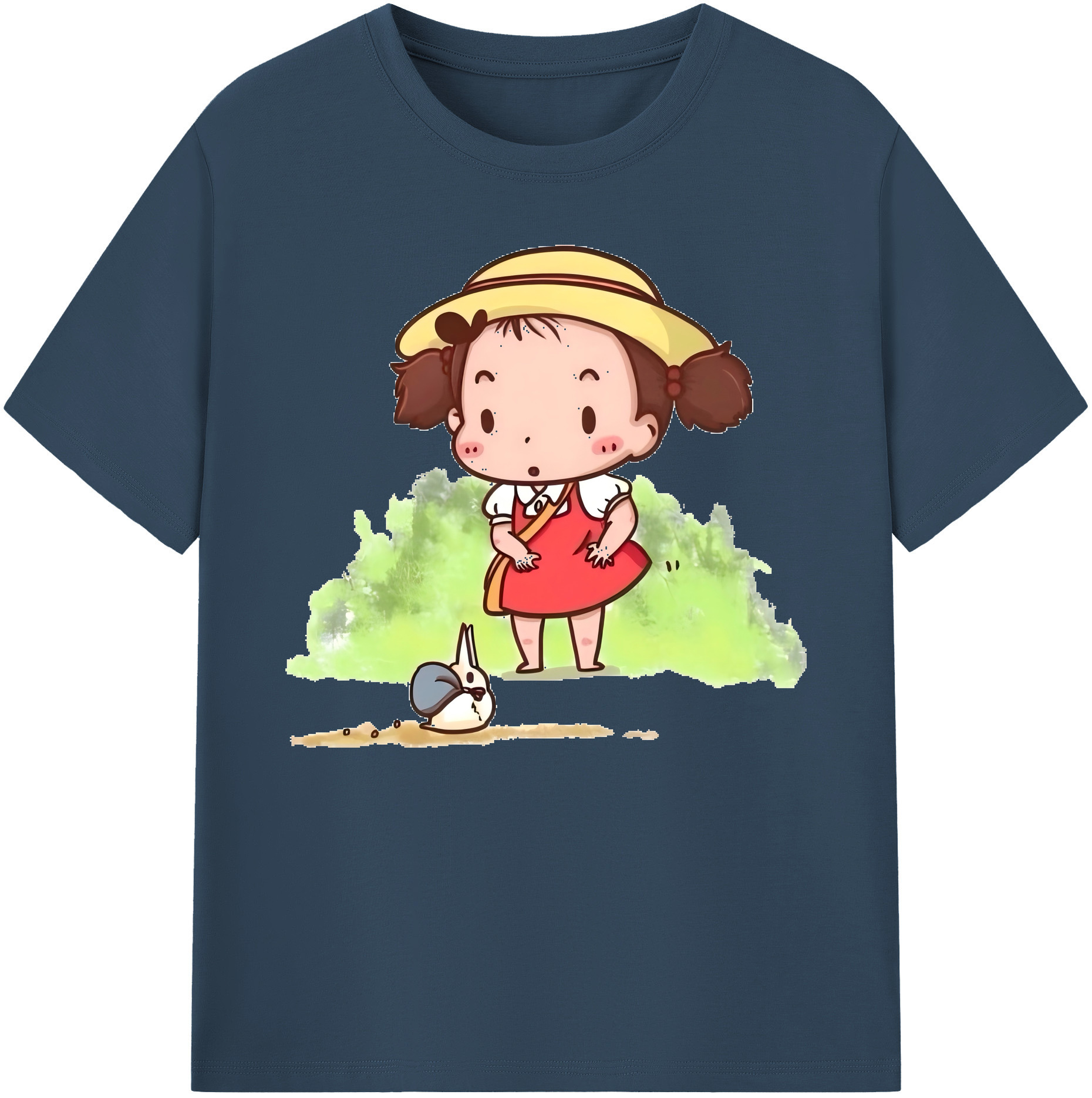 （画像用） となりのトトロ 草壁メイ 草壁サツキ My Neighbor Totoro Satsuki Kusakabe Mei Kusakabe 綿100％ メンズ半袖Tシャツ｜肌触りやわらか＆通気性