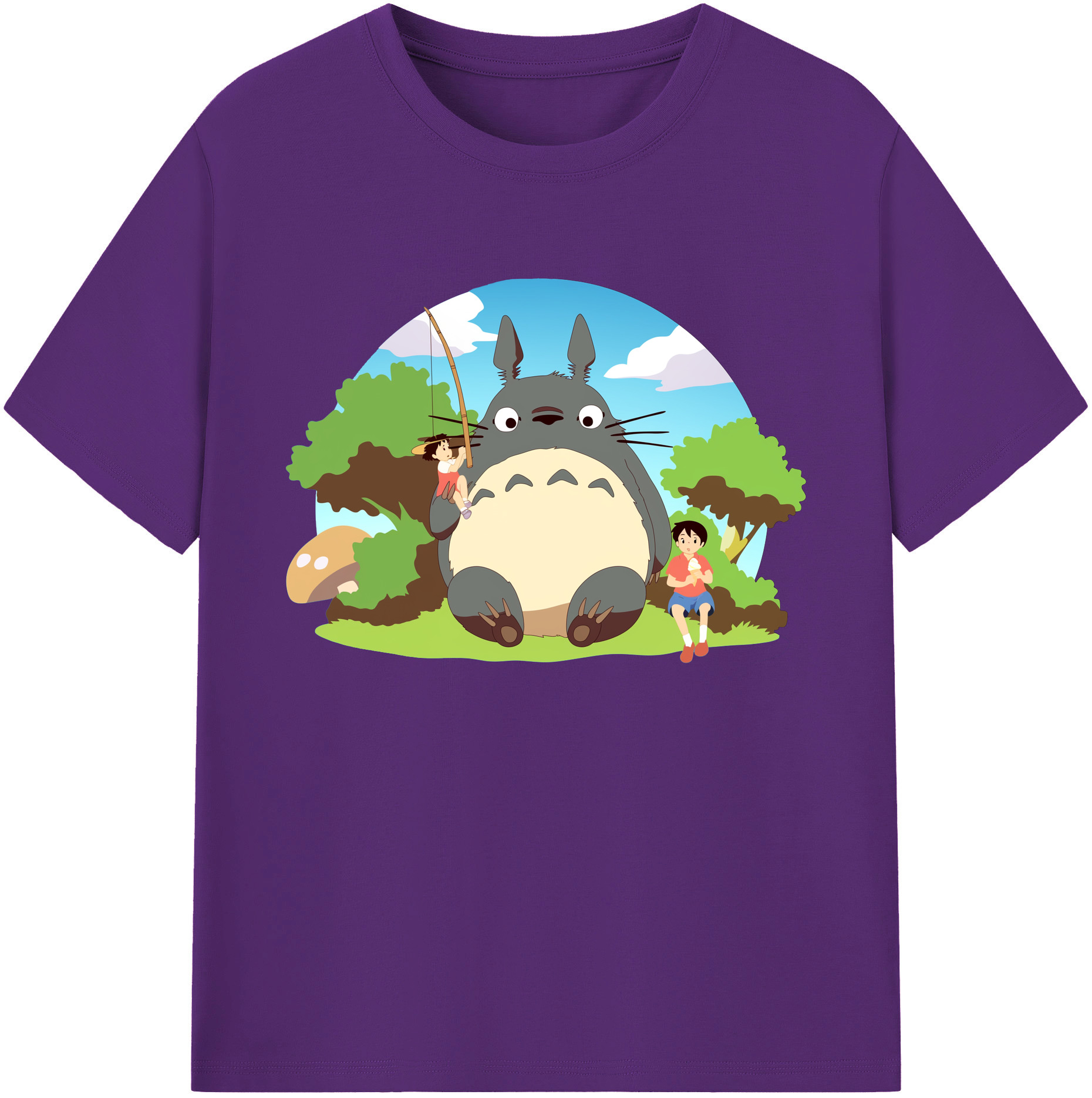 （画像用） となりのトトロ 草壁メイ 草壁サツキ My Neighbor Totoro Satsuki Kusakabe Mei Kusakabe 綿100％ メンズ半袖Tシャツ｜肌触りやわらか＆通気性