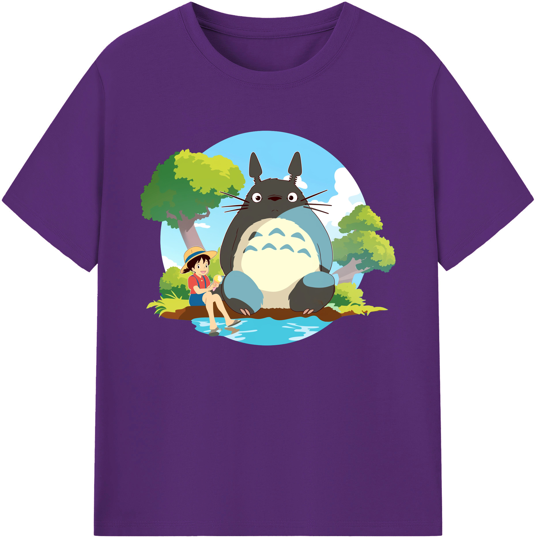 （画像用） となりのトトロ 草壁メイ 草壁サツキ My Neighbor Totoro Satsuki Kusakabe Mei Kusakabe 綿100％ メンズ半袖Tシャツ｜肌触りやわらか＆通気性