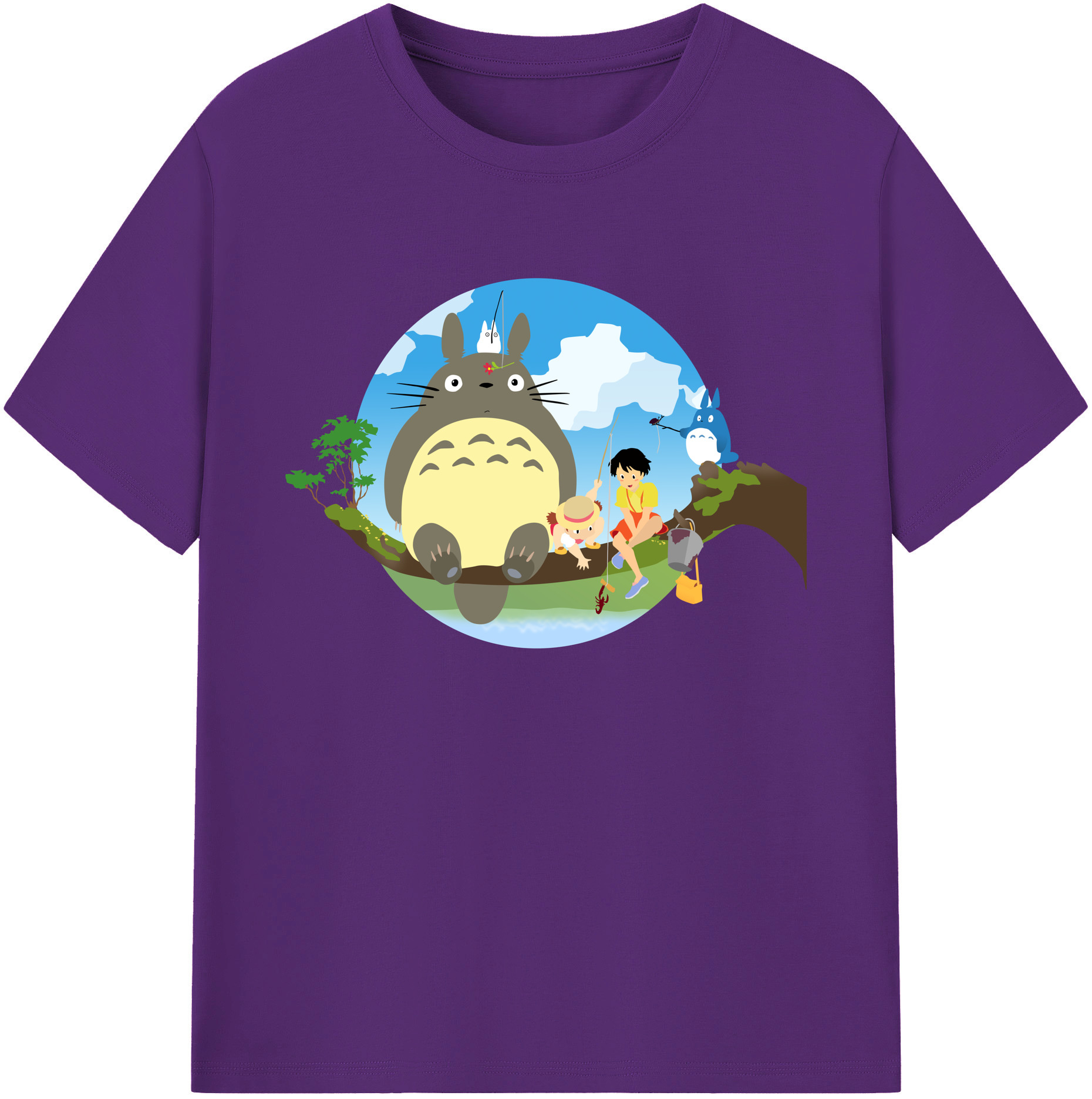 （画像用） となりのトトロ 草壁メイ 草壁サツキ My Neighbor Totoro Satsuki Kusakabe Mei Kusakabe 綿100％ メンズ半袖Tシャツ｜肌触りやわらか＆通気性
