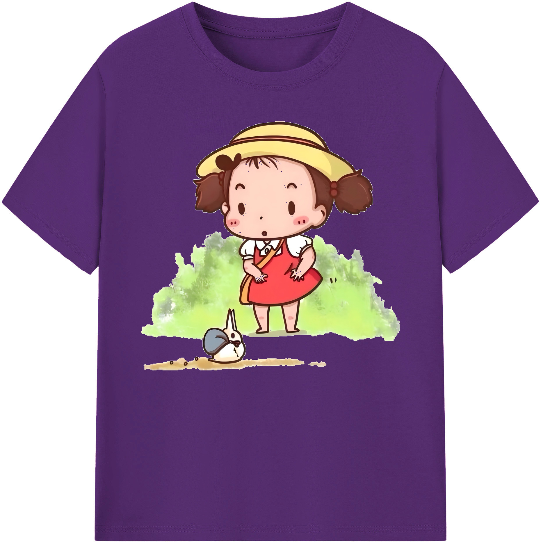 （画像用） となりのトトロ 草壁メイ 草壁サツキ My Neighbor Totoro Satsuki Kusakabe Mei Kusakabe 綿100％ メンズ半袖Tシャツ｜肌触りやわらか＆通気性