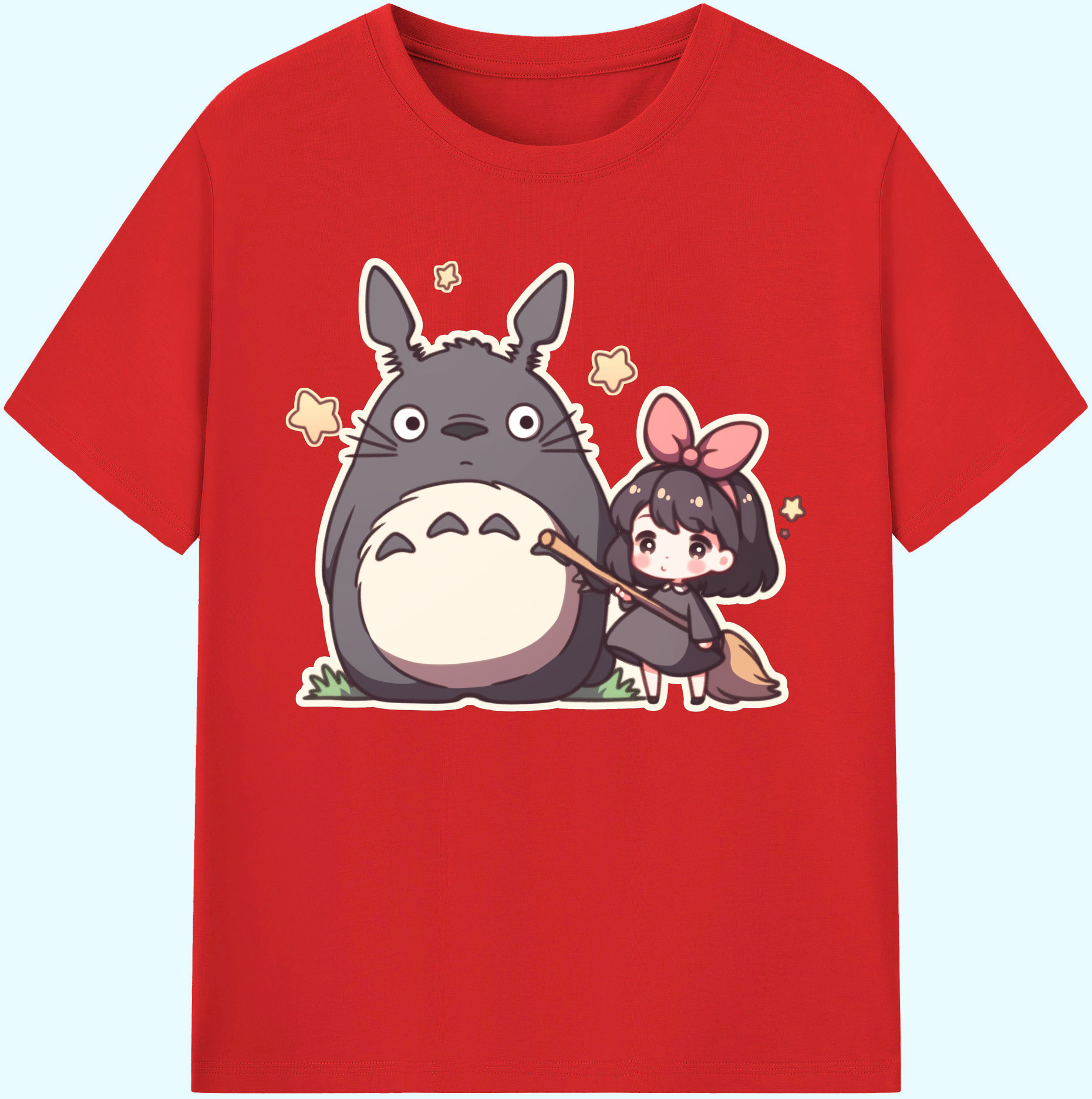 （画像用） となりのトトロ 草壁メイ 草壁サツキ My Neighbor Totoro Satsuki Kusakabe Mei Kusakabe 綿100％ メンズ半袖Tシャツ｜肌触りやわらか＆通気性