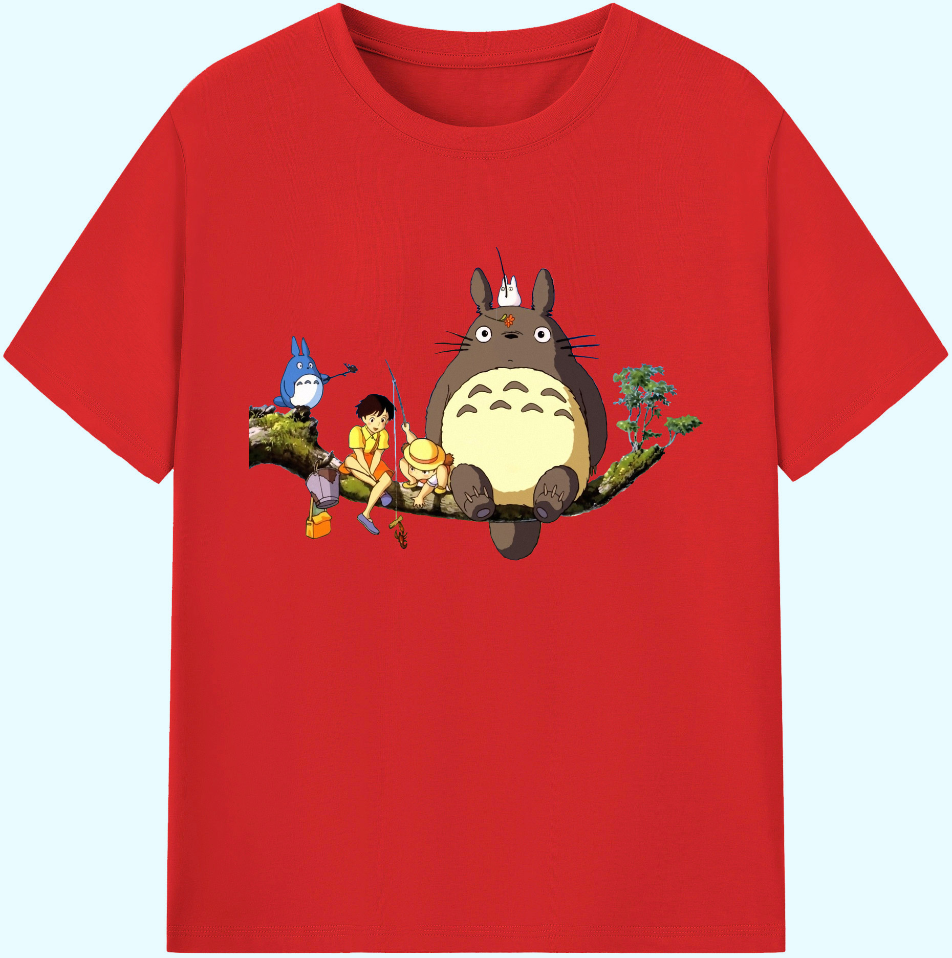 （画像用） となりのトトロ 草壁メイ 草壁サツキ My Neighbor Totoro Satsuki Kusakabe Mei Kusakabe 綿100％ メンズ半袖Tシャツ｜肌触りやわらか＆通気性