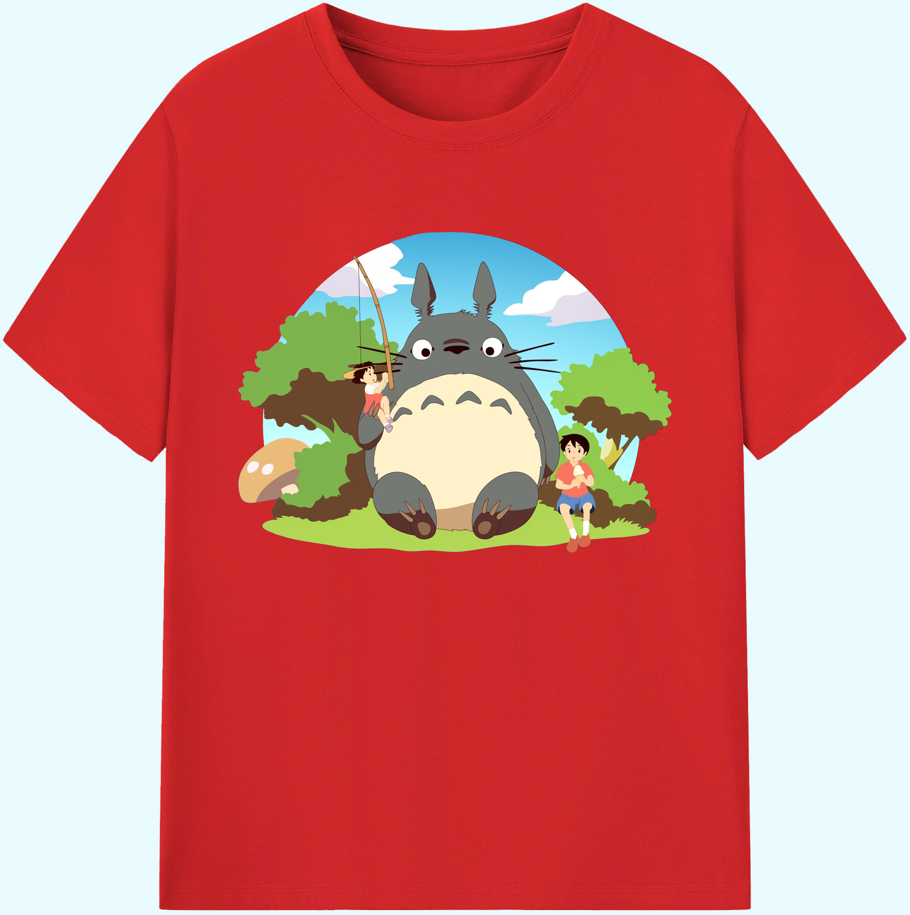 （画像用） となりのトトロ 草壁メイ 草壁サツキ My Neighbor Totoro Satsuki Kusakabe Mei Kusakabe 綿100％ メンズ半袖Tシャツ｜肌触りやわらか＆通気性