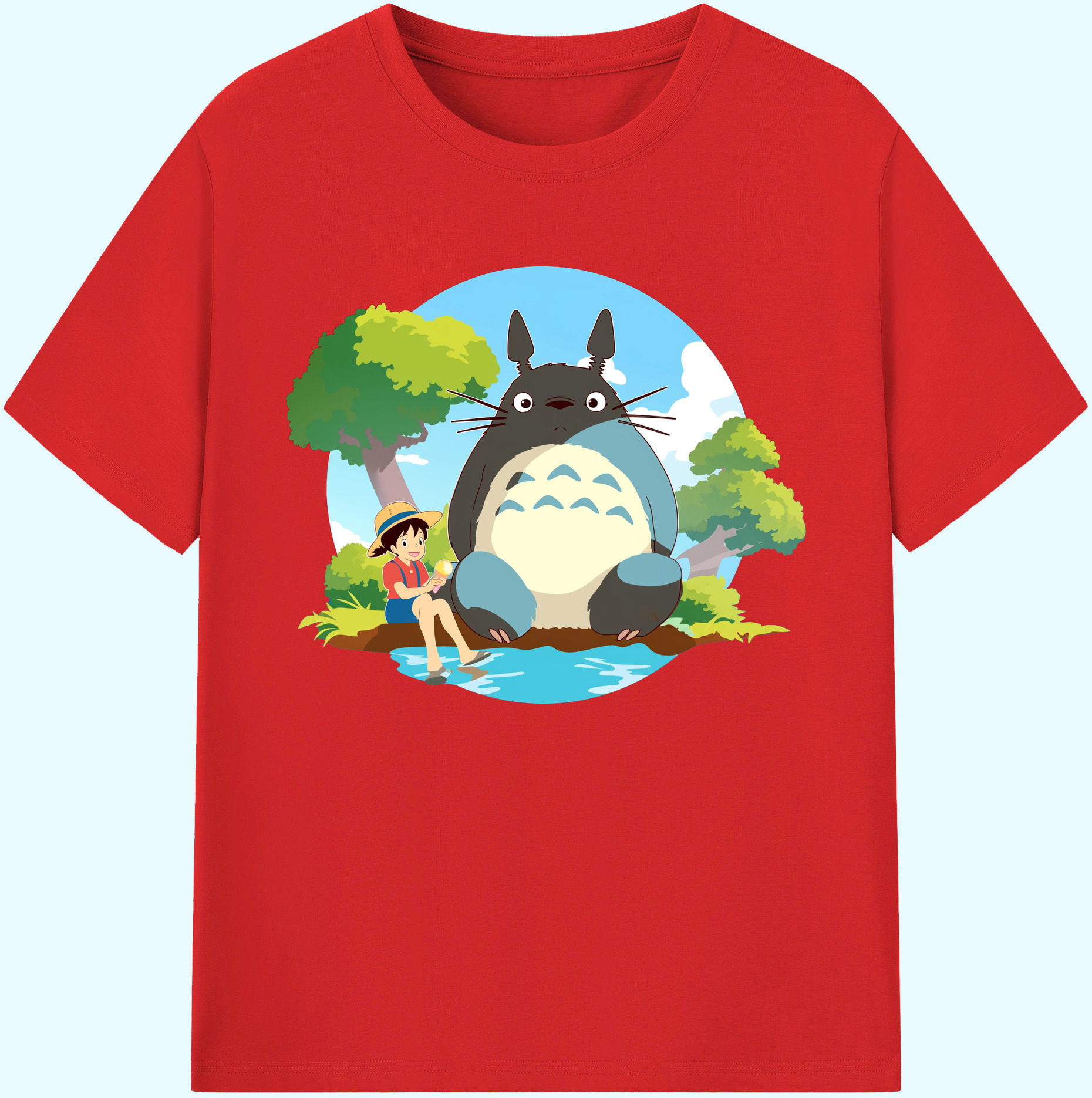 （画像用） となりのトトロ 草壁メイ 草壁サツキ My Neighbor Totoro Satsuki Kusakabe Mei Kusakabe 綿100％ メンズ半袖Tシャツ｜肌触りやわらか＆通気性