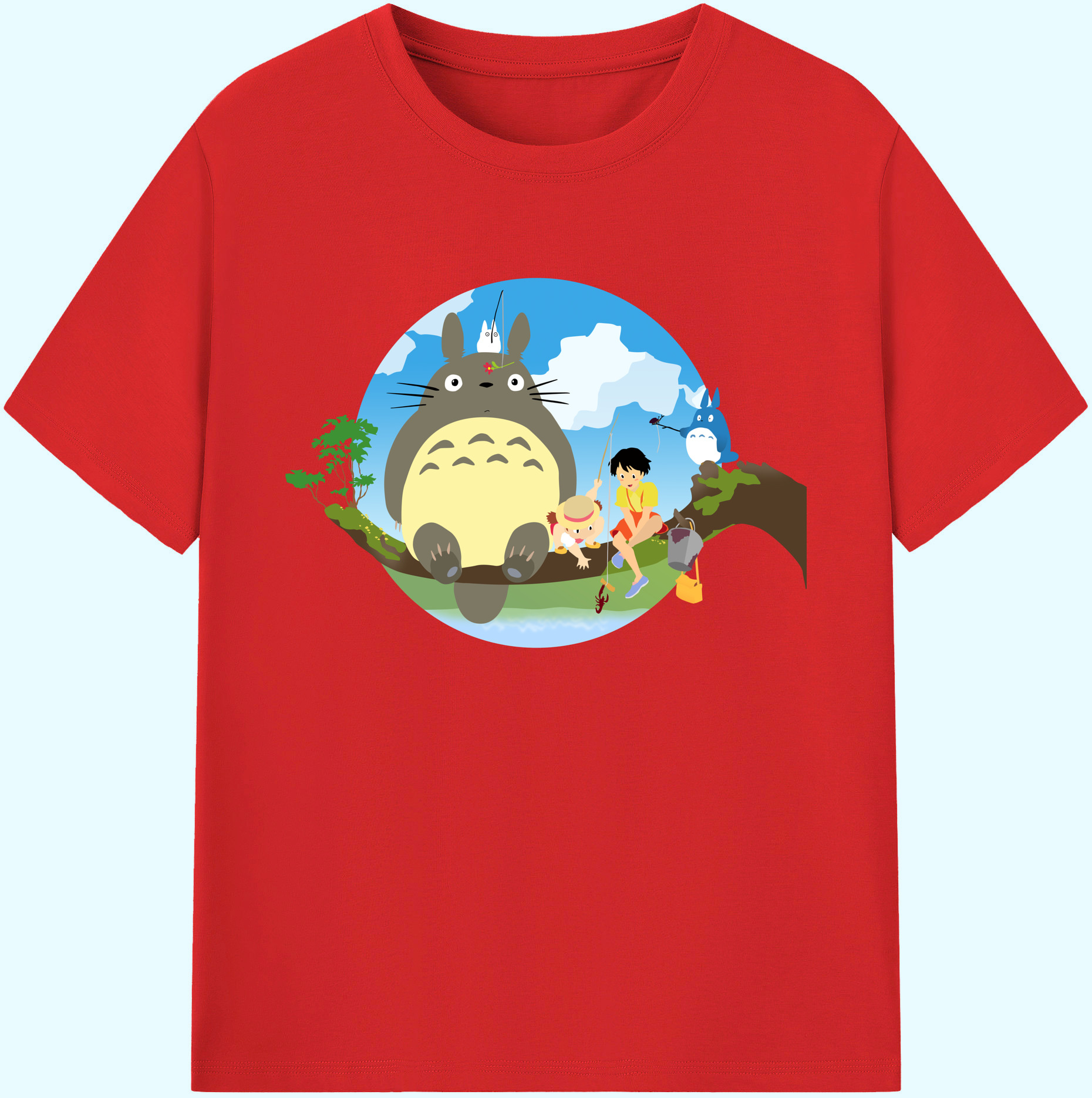 （画像用） となりのトトロ 草壁メイ 草壁サツキ My Neighbor Totoro Satsuki Kusakabe Mei Kusakabe 綿100％ メンズ半袖Tシャツ｜肌触りやわらか＆通気性