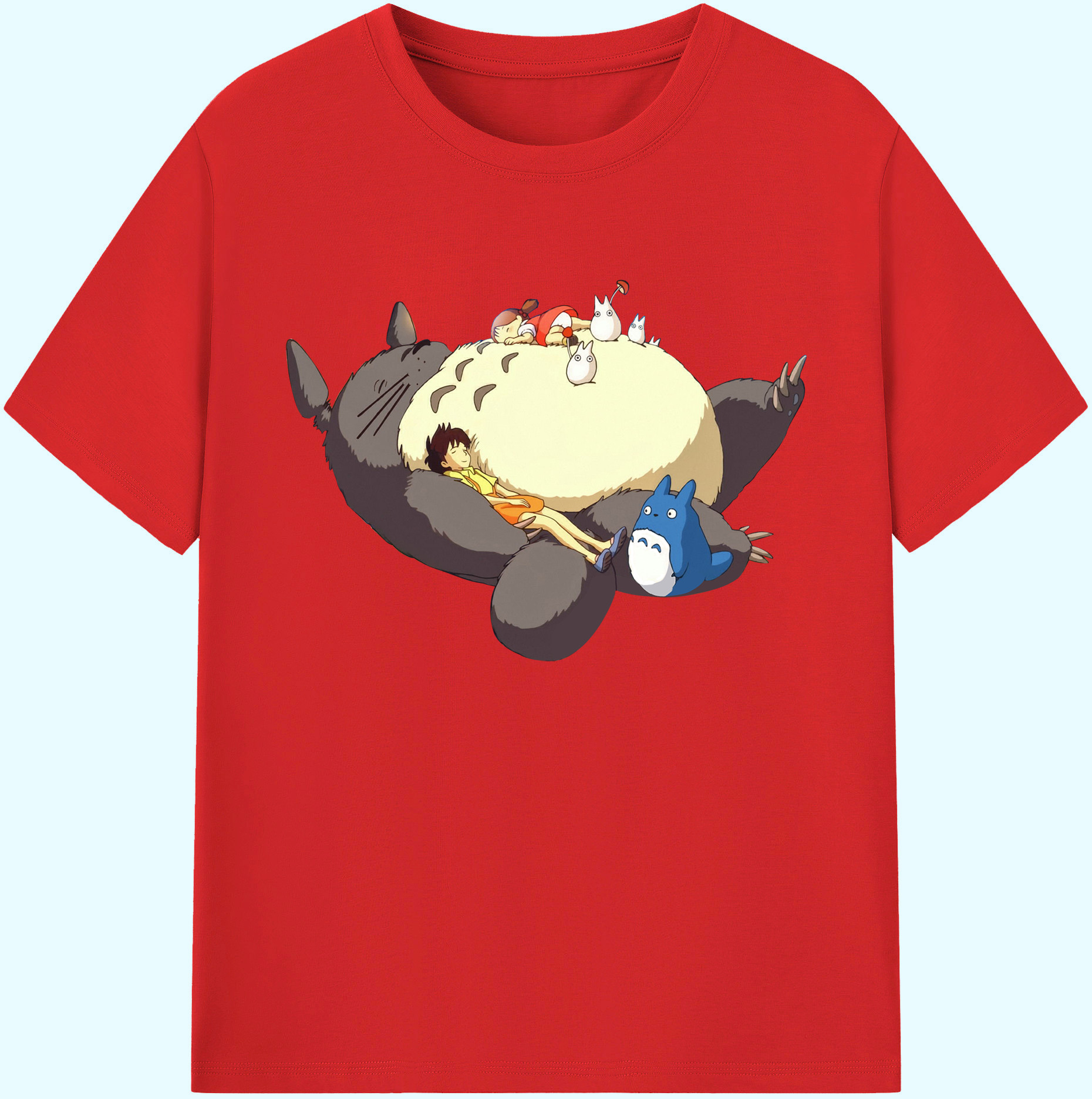 （画像用） となりのトトロ 草壁メイ 草壁サツキ My Neighbor Totoro Satsuki Kusakabe Mei Kusakabe 綿100％ メンズ半袖Tシャツ｜肌触りやわらか＆通気性