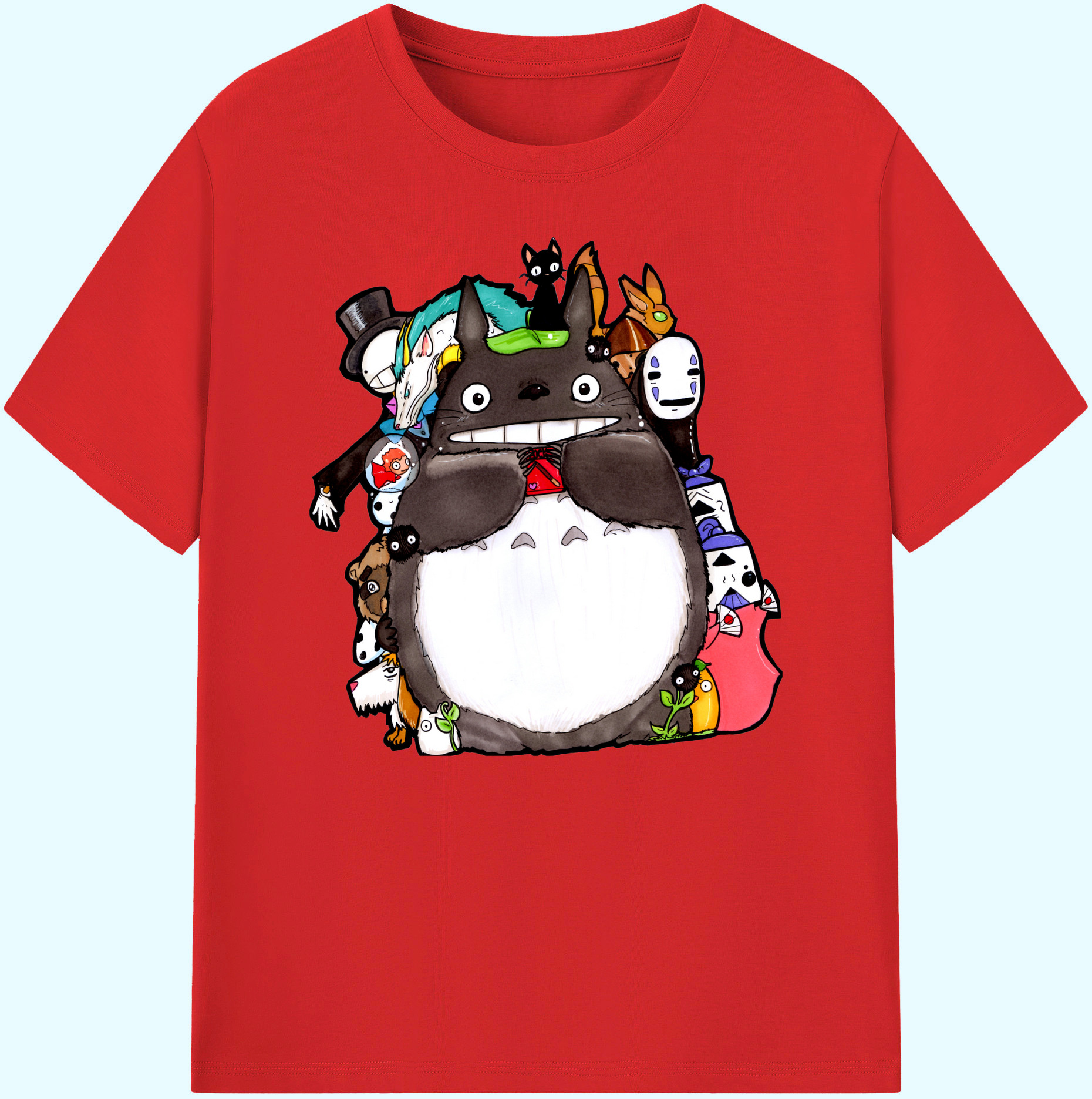 （画像用） となりのトトロ 草壁メイ 草壁サツキ My Neighbor Totoro Satsuki Kusakabe Mei Kusakabe 綿100％ メンズ半袖Tシャツ｜肌触りやわらか＆通気性