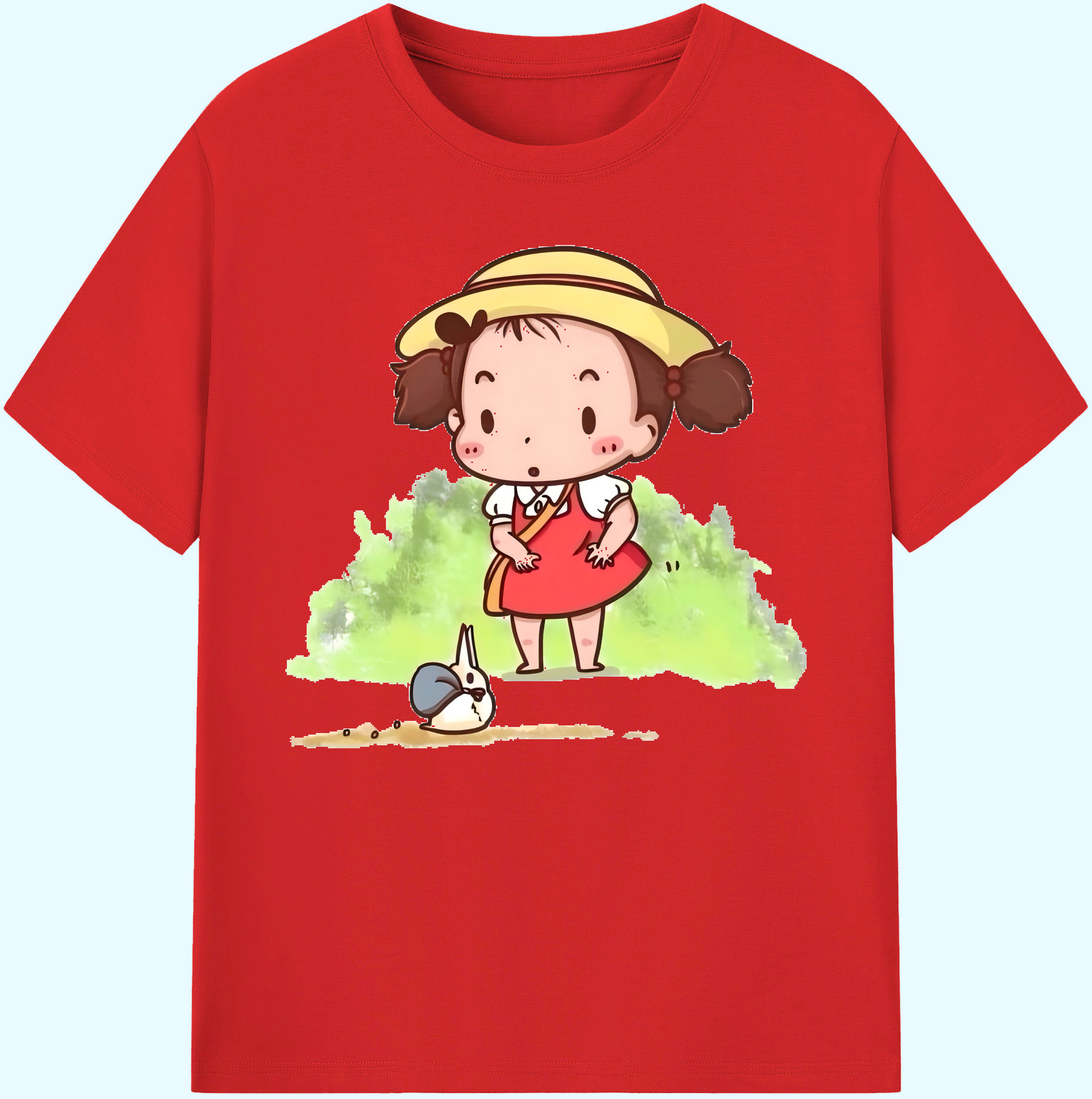 （画像用） となりのトトロ 草壁メイ 草壁サツキ My Neighbor Totoro Satsuki Kusakabe Mei Kusakabe 綿100％ メンズ半袖Tシャツ｜肌触りやわらか＆通気性