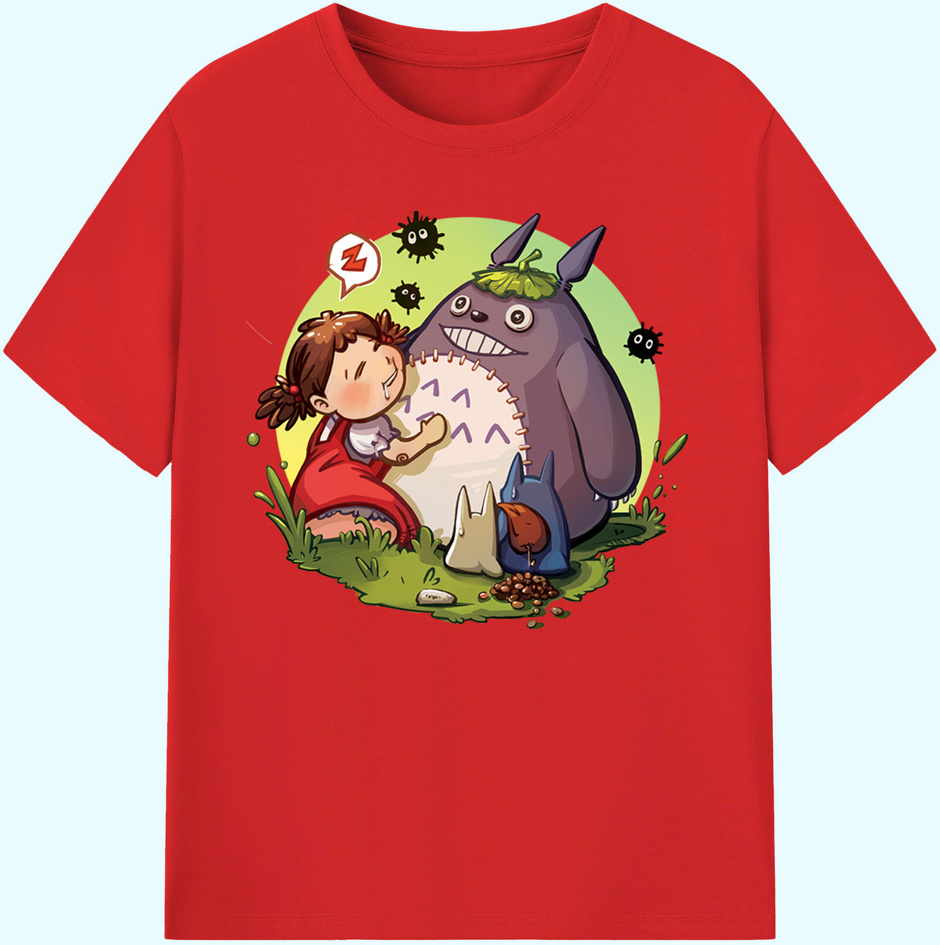 （画像用） となりのトトロ 草壁メイ 草壁サツキ My Neighbor Totoro Satsuki Kusakabe Mei Kusakabe 綿100％ メンズ半袖Tシャツ｜肌触りやわらか＆通気性