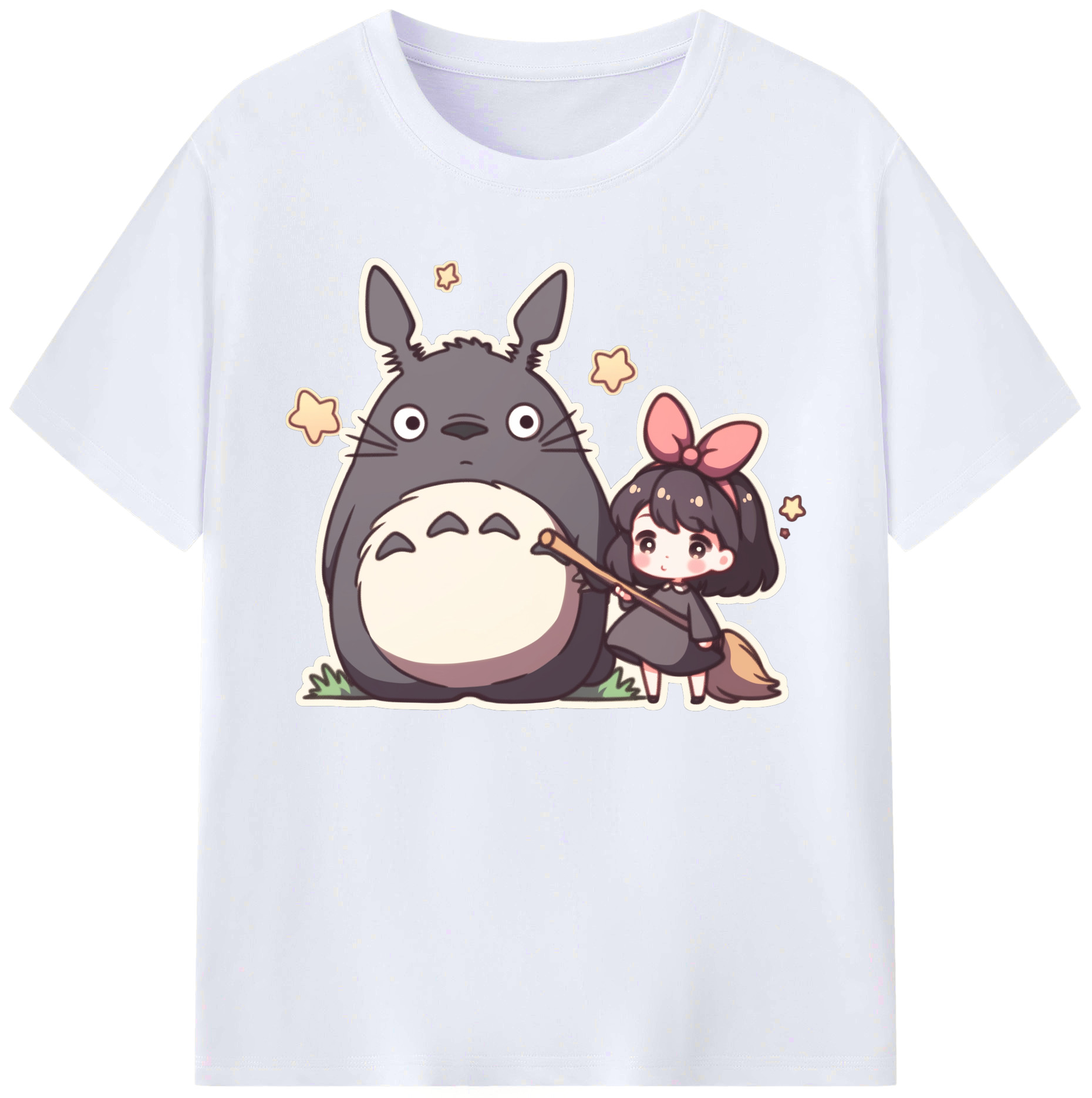 （画像用） となりのトトロ 草壁メイ 草壁サツキ My Neighbor Totoro Satsuki Kusakabe Mei Kusakabe 綿100％ メンズ半袖Tシャツ｜肌触りやわらか＆通気性