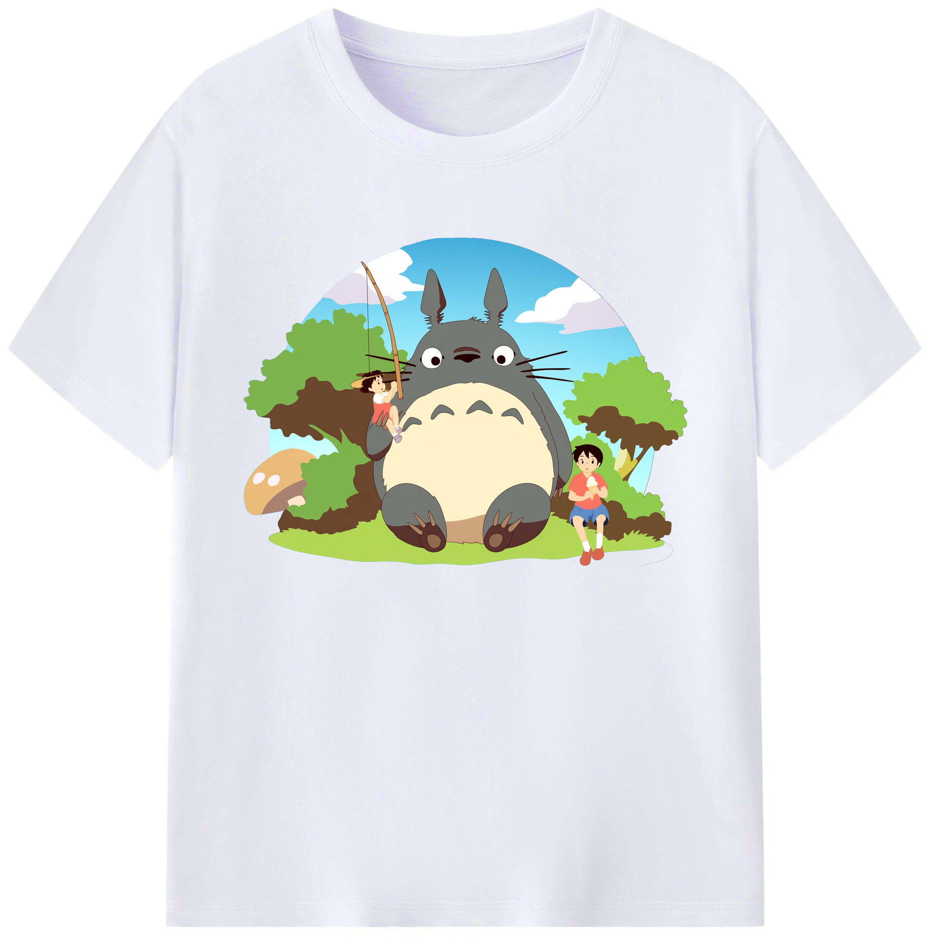 （画像用） となりのトトロ 草壁メイ 草壁サツキ My Neighbor Totoro Satsuki Kusakabe Mei Kusakabe 綿100％ メンズ半袖Tシャツ｜肌触りやわらか＆通気性